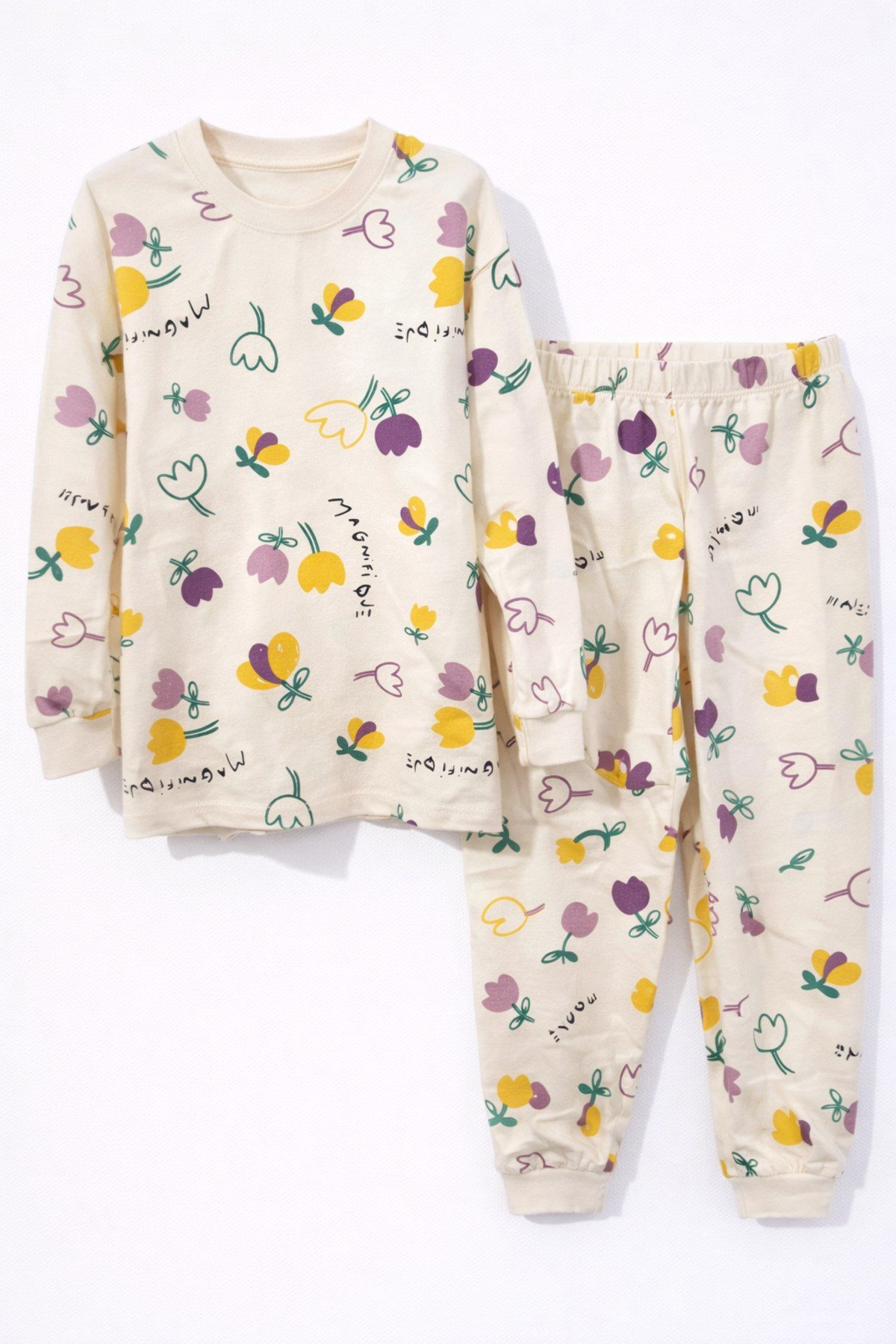 Lale Desenli Kız Çocuk Pijama Takımı