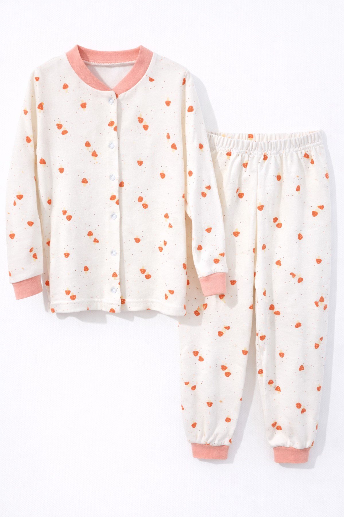 Mantar Temalı Önü Düğmeli Kız Çocuk Pijama Takımı