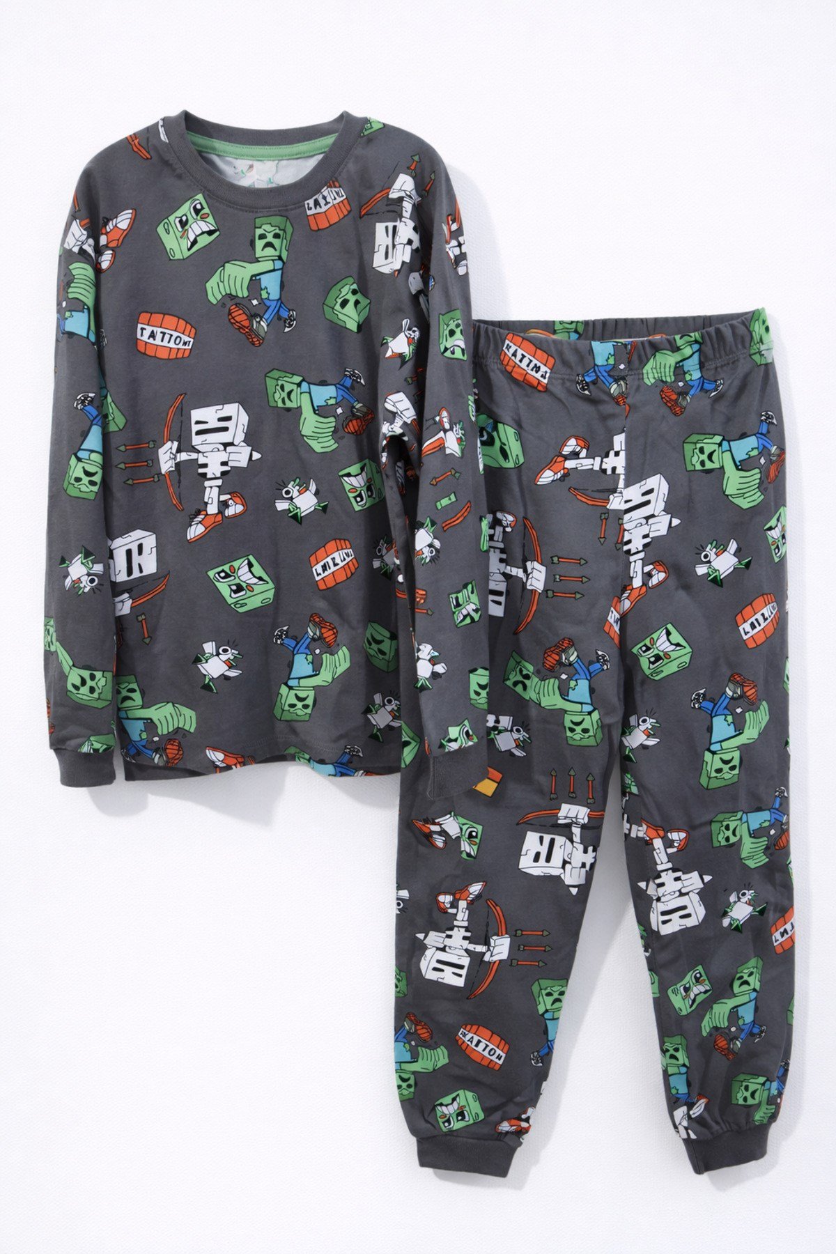 Minecraft Desenli Erkek Çocuk Pijama Takımı