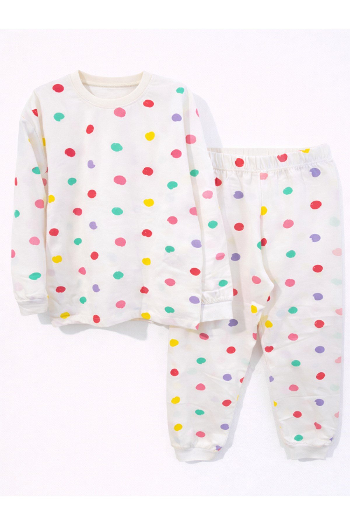 Renkli Puantiyeli Kız Çocuk Pijama Takımı