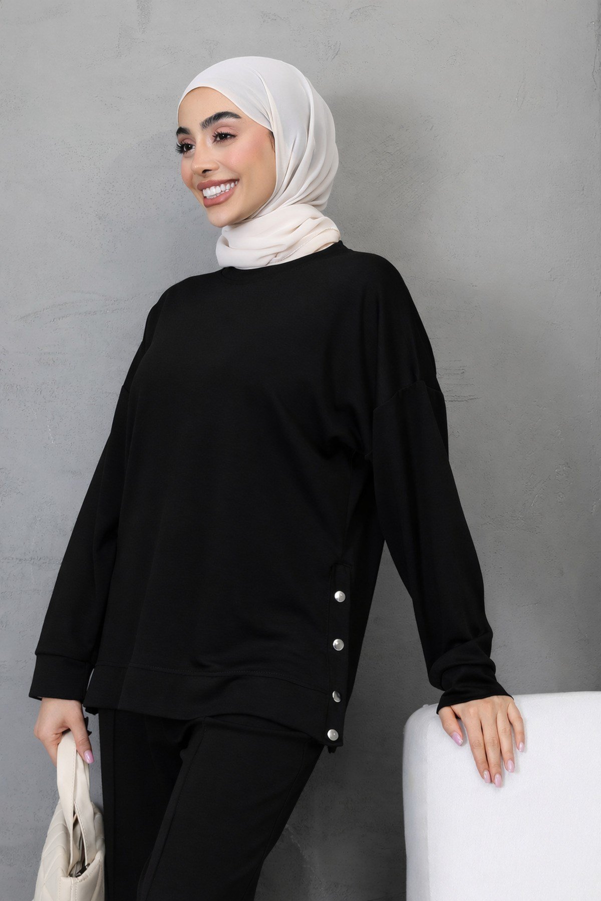 Çıtçıtlı Modal Kumaştan Eşofman Takımı