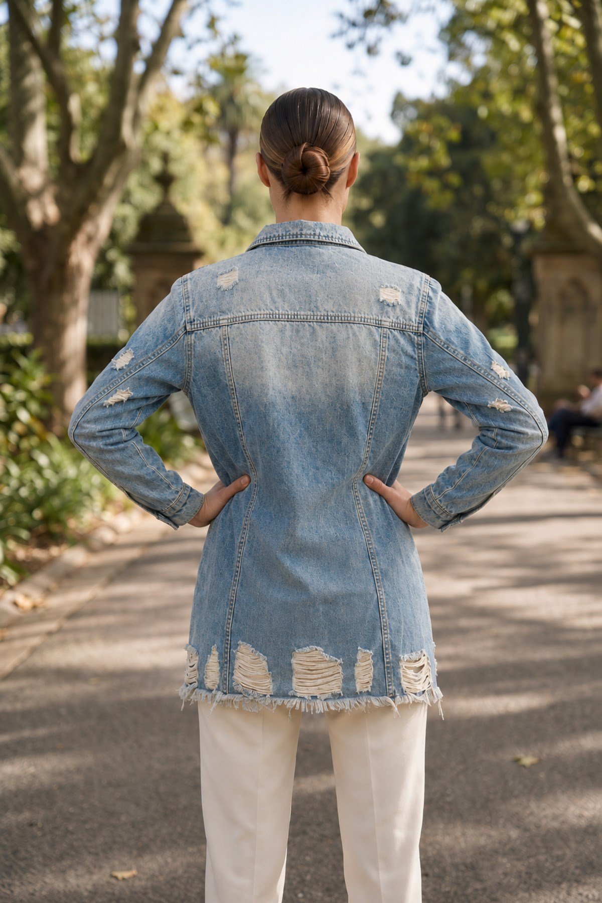 Eskitme Detaylı Denim Ceket