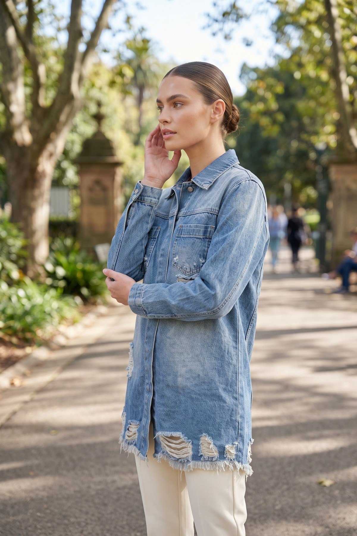 Eskitme Detaylı Denim Ceket