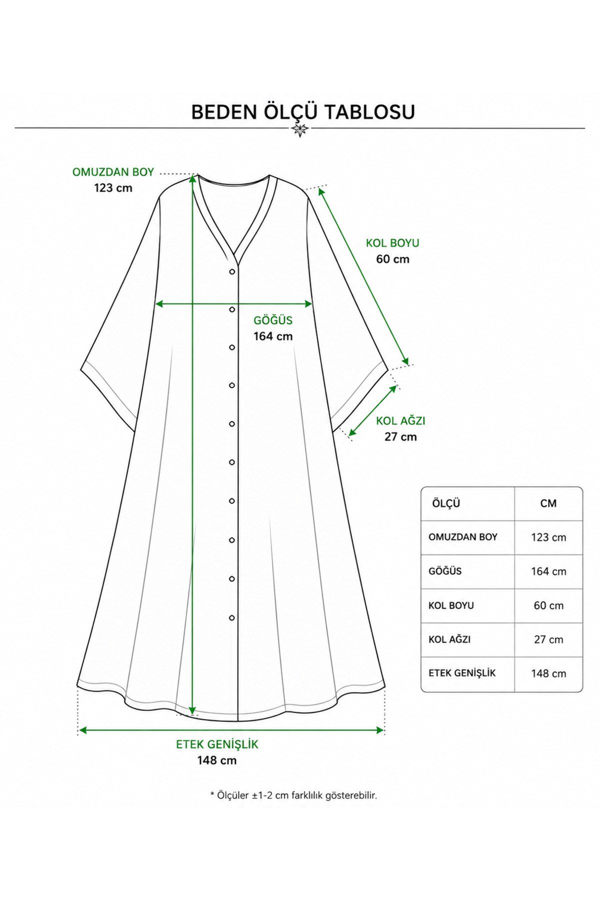 Kelebek Desen Boydan Düğmeli Oversize Elbise | One Size | STD Beden