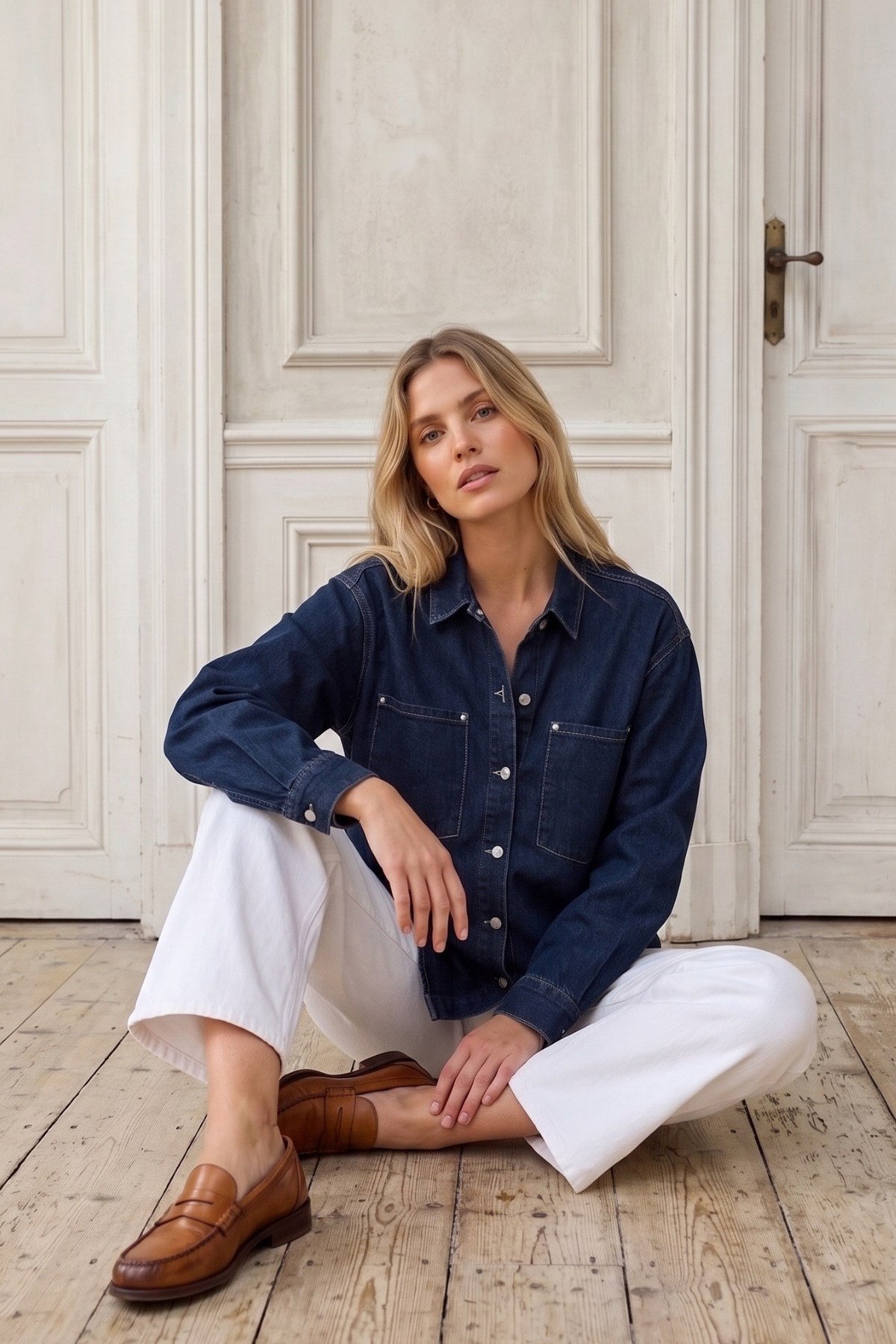 Oversize Lacivert Denim (kot) Ceket