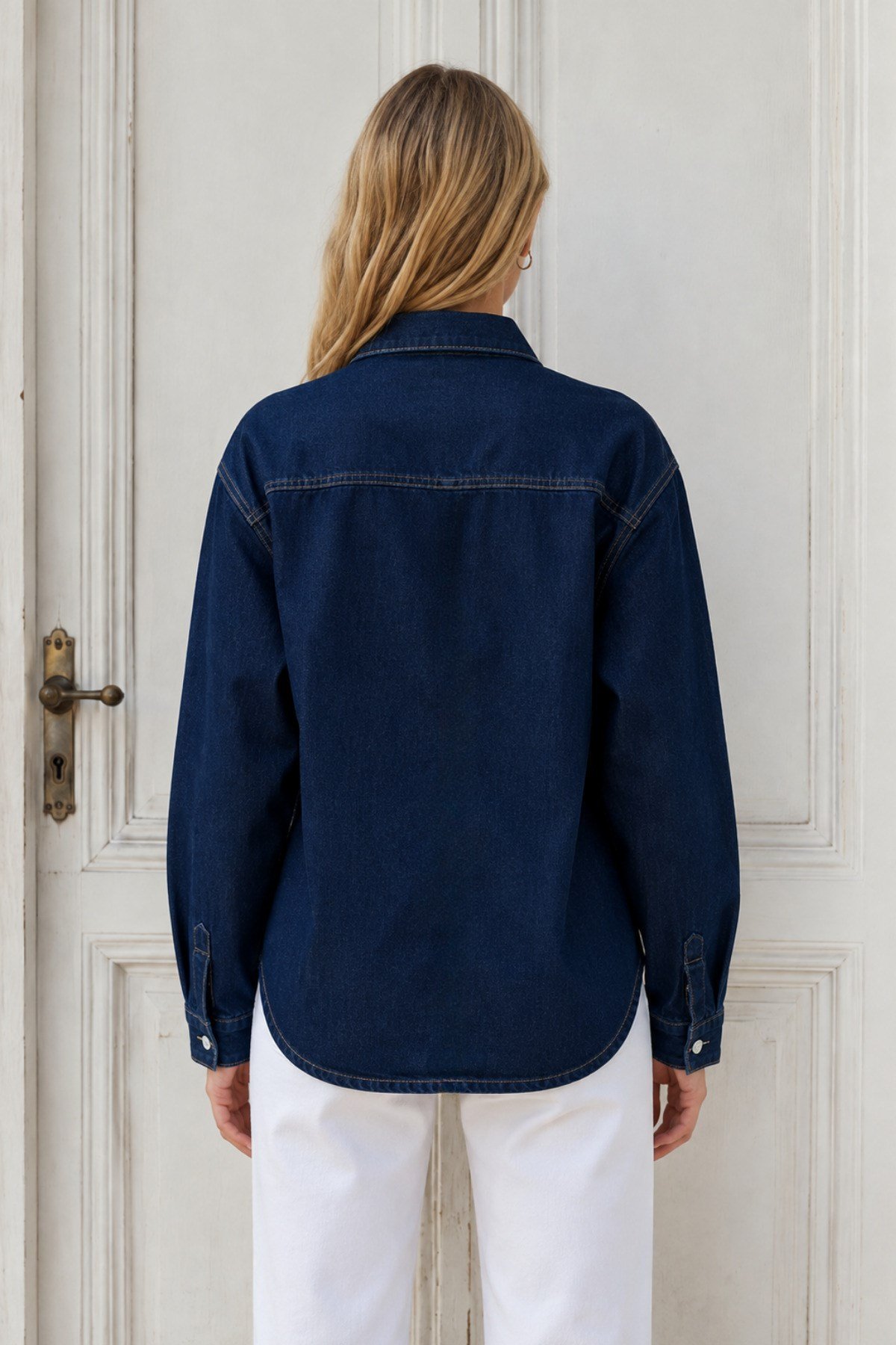 Oversize Lacivert Denim (kot) Ceket