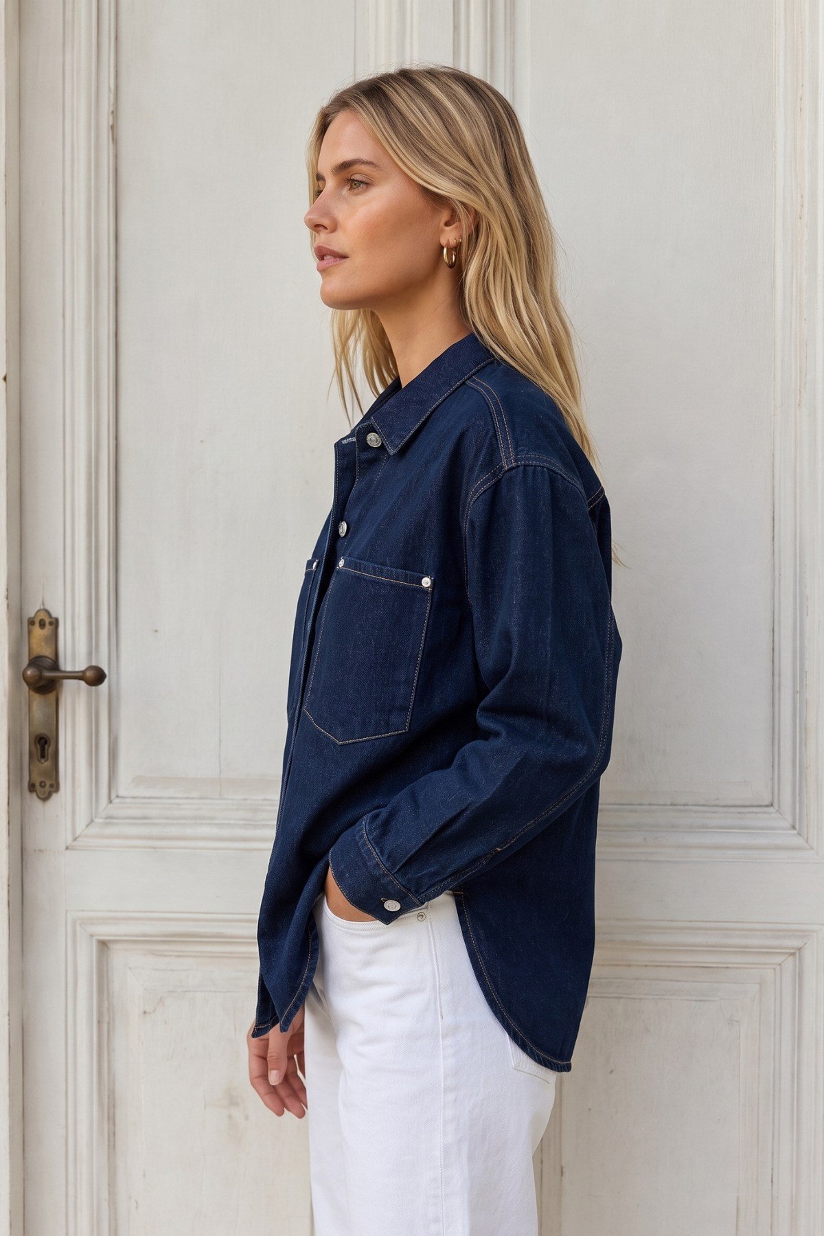 Oversize Lacivert Denim (kot) Ceket