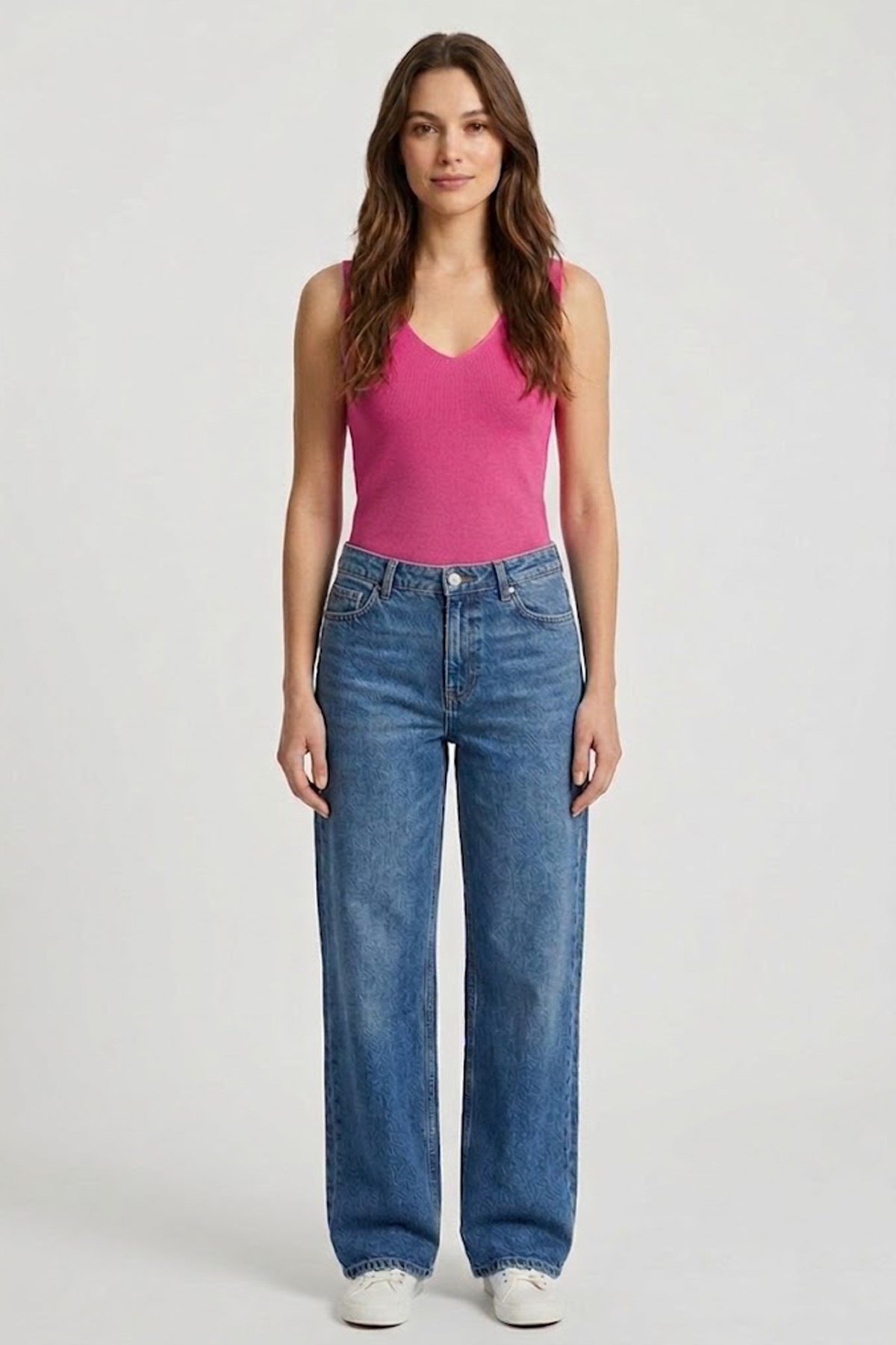 Cix Line Kadın Premium Neon Pembe Triko Body Esnek Full Likra V Yaka Yazlık Atlet Tişört