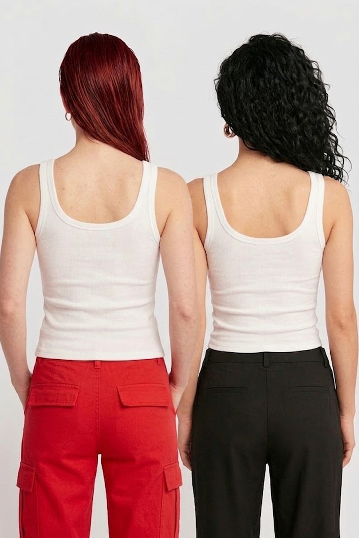 Lady Bom Kadın 2'li Set Premium Ribanalı Kaşkorse Beyaz Basic Fitilli Pamuklu Esnek Bluz Atlet