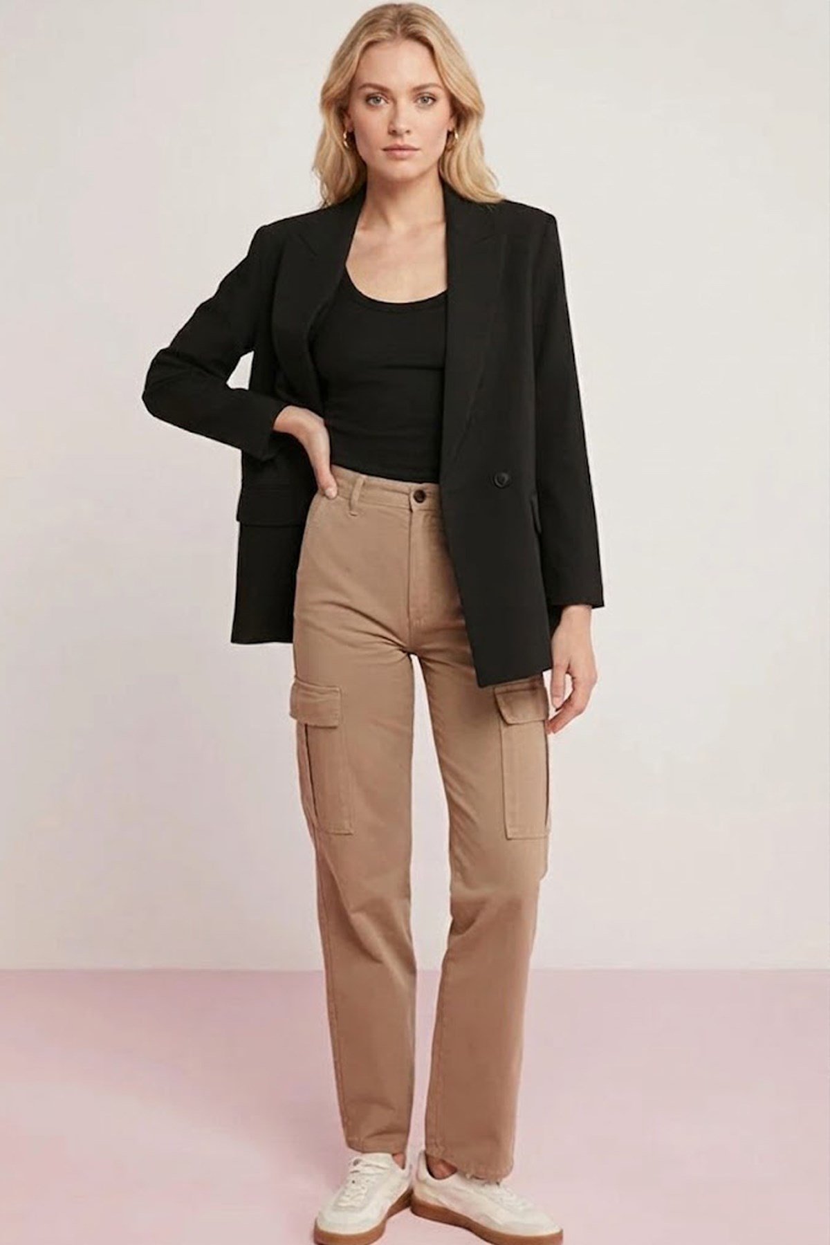 Lady Bom Kadın Fitilli Görünümlü Kalın Askılı Basic Siyah Bluz Atlet