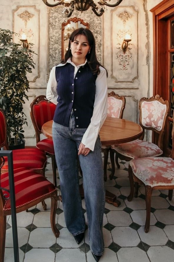 Mila Yelek – Fitilli, Düğmeli, Bisiklet Yaka
