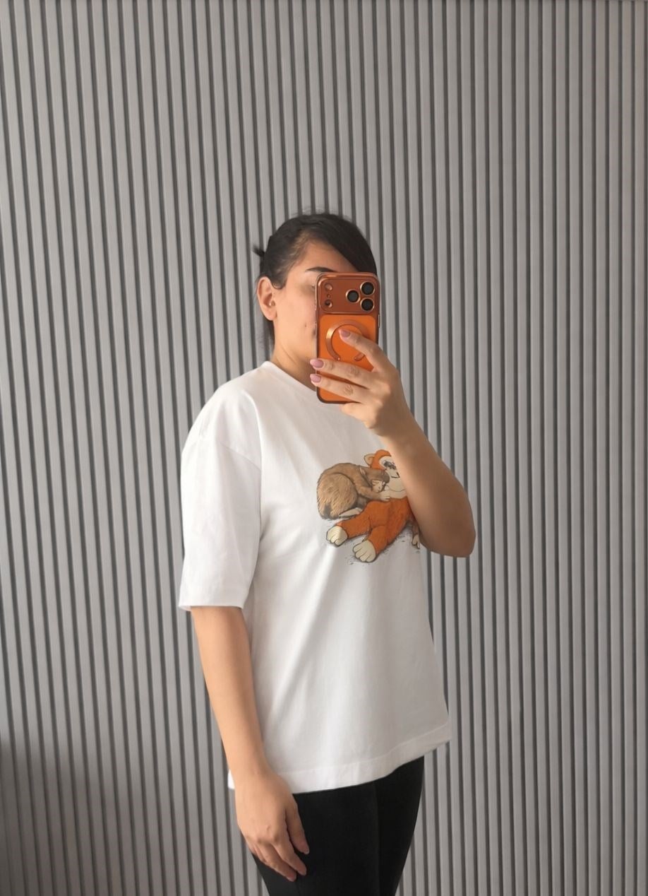 Sevimli Ayıcık Baskılı Basic T-Shirt