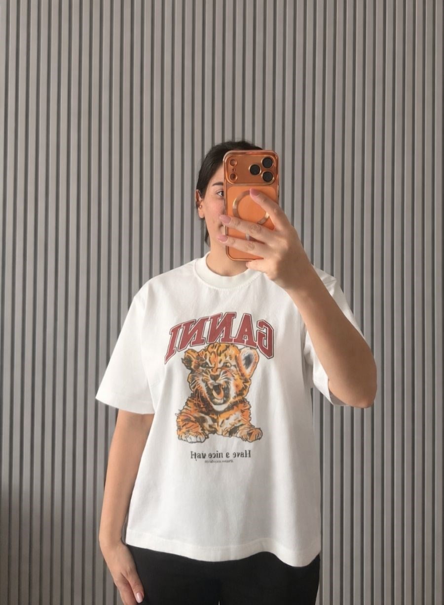 Sevimli Leopar Baskılı Basic T-Shirt