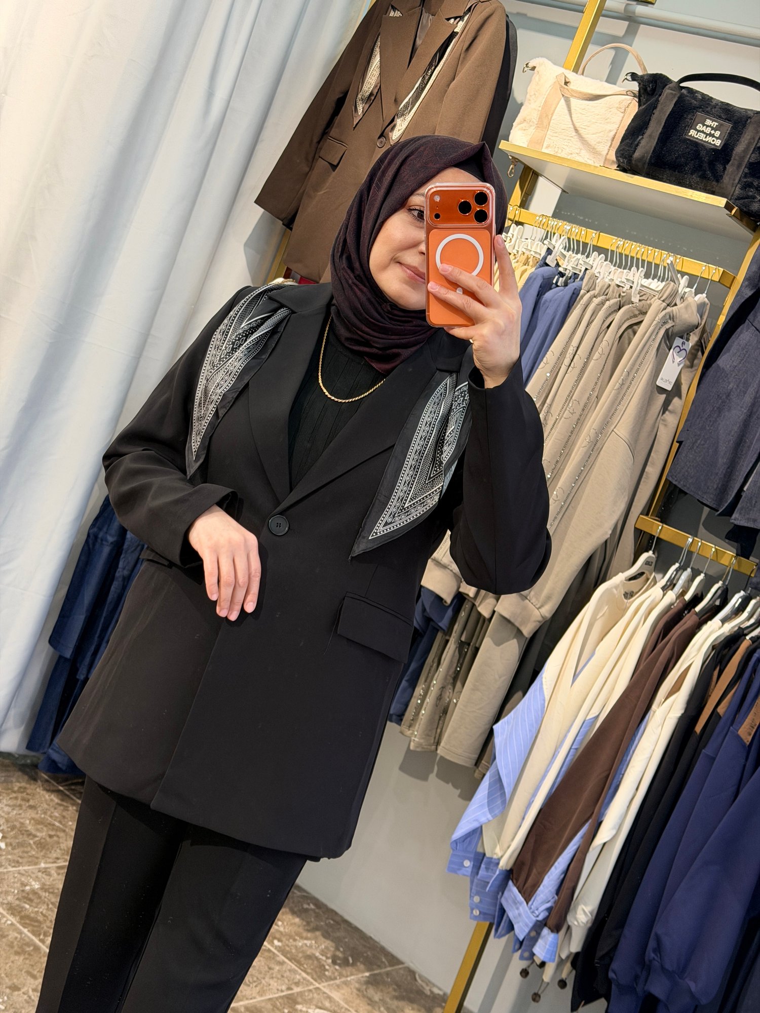 140253 Fularlı Ceket | Siyah