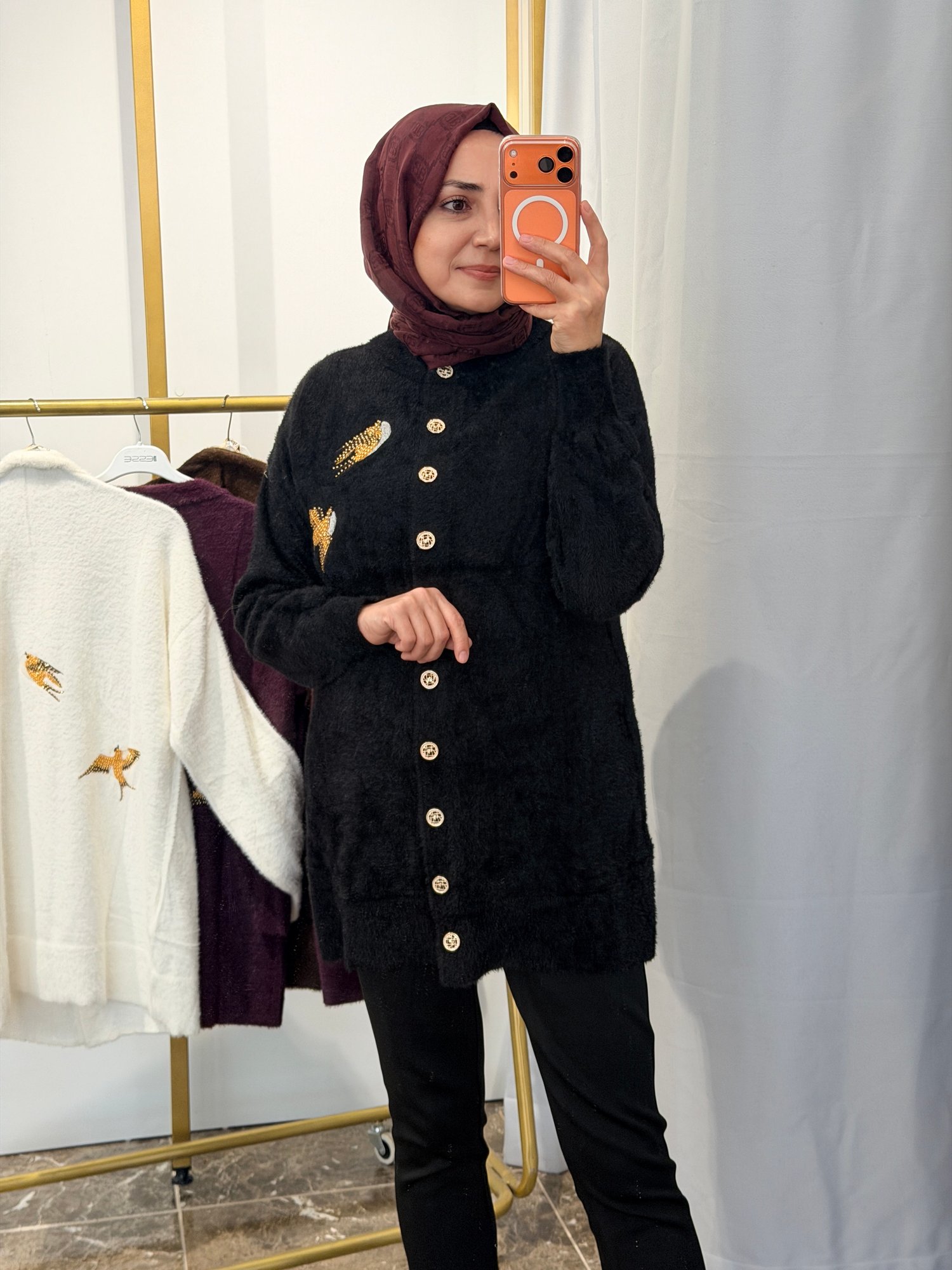 140718 KUŞ DETAYLI ANGORA HIRKA 