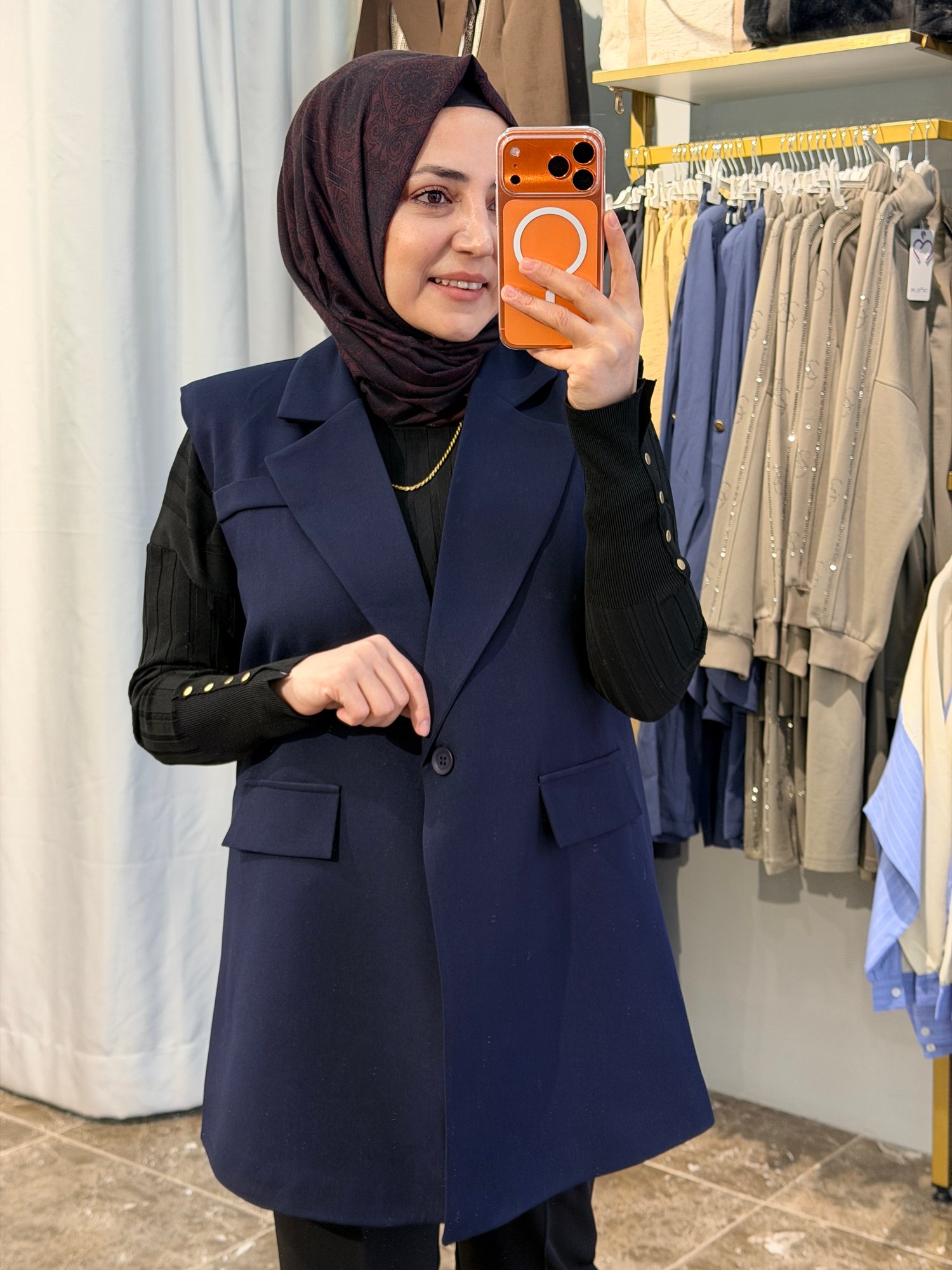 2085 Kemerli Double Yelek | Lacivert