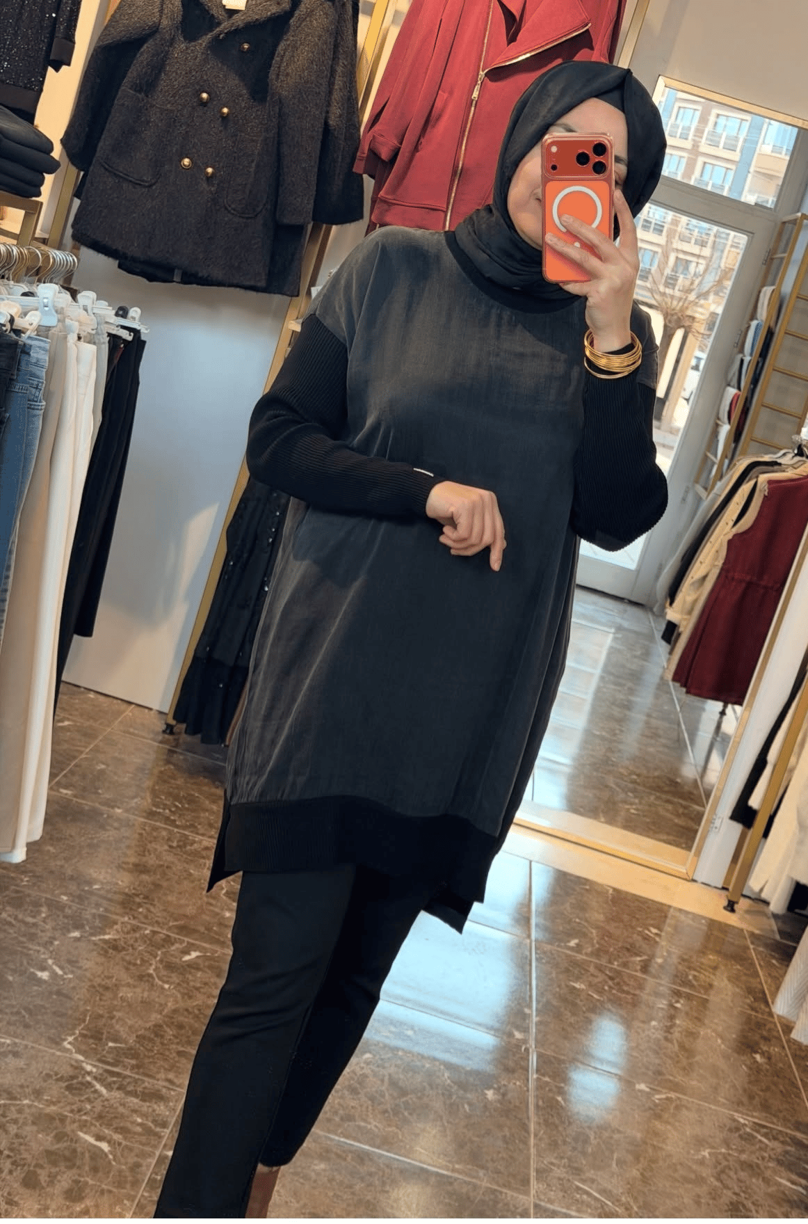 287 Kolları Ribanalı Düz Cupra Tunik | Siyah