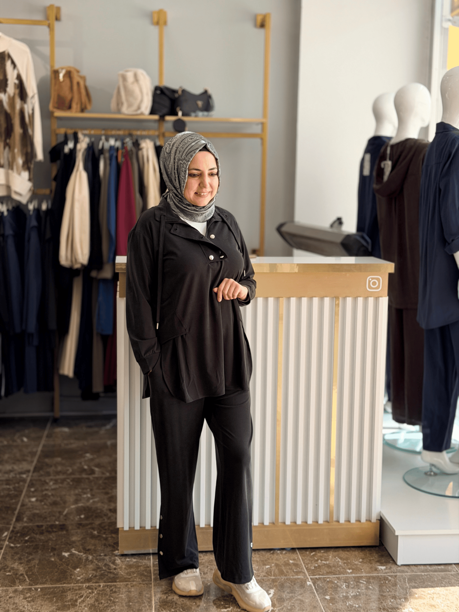 4417 Önden Fermuarlı 2'li Eşofman Takım | Siyah