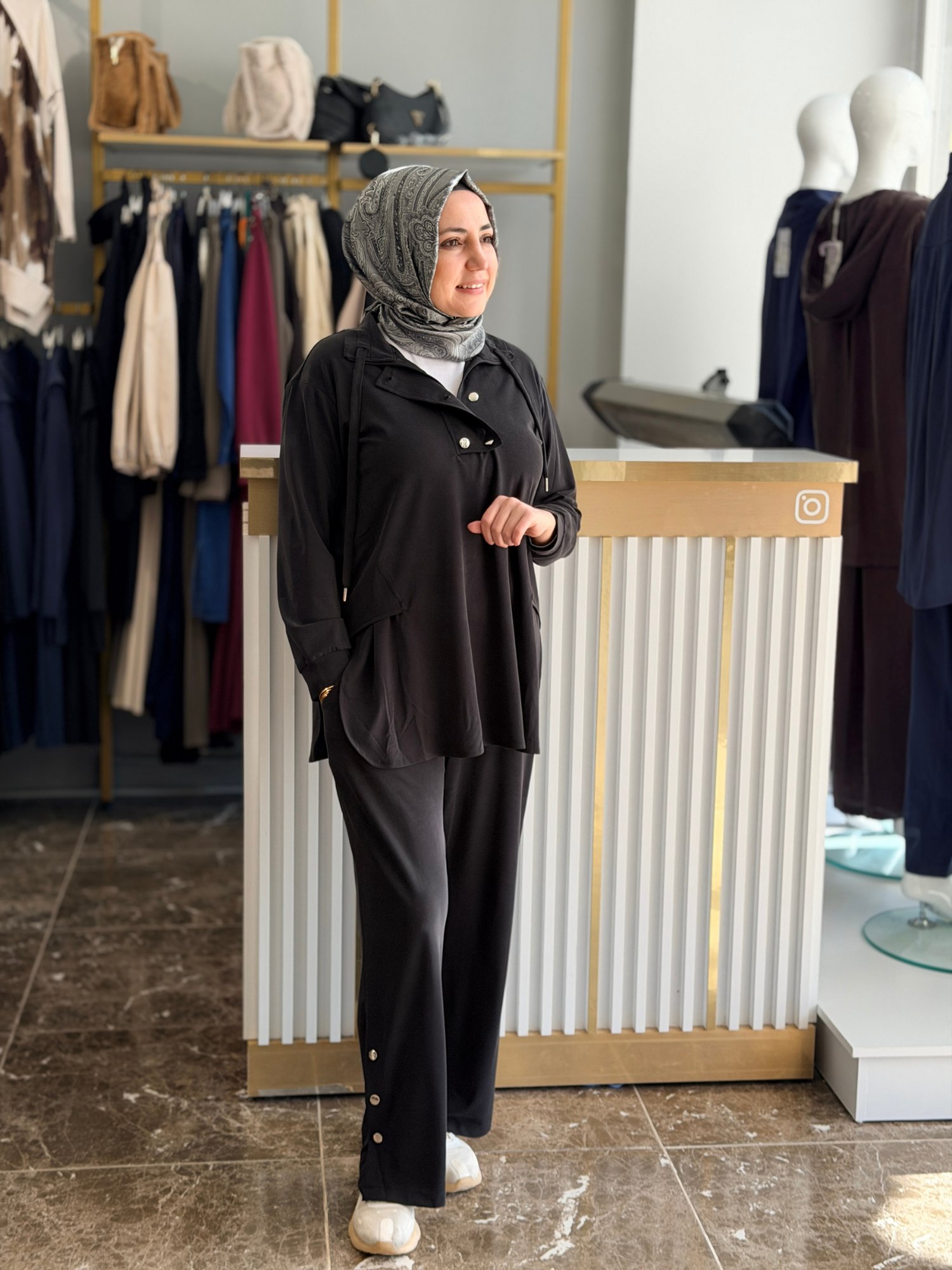 4417 Önden Fermuarlı 2'li Eşofman Takım | Siyah