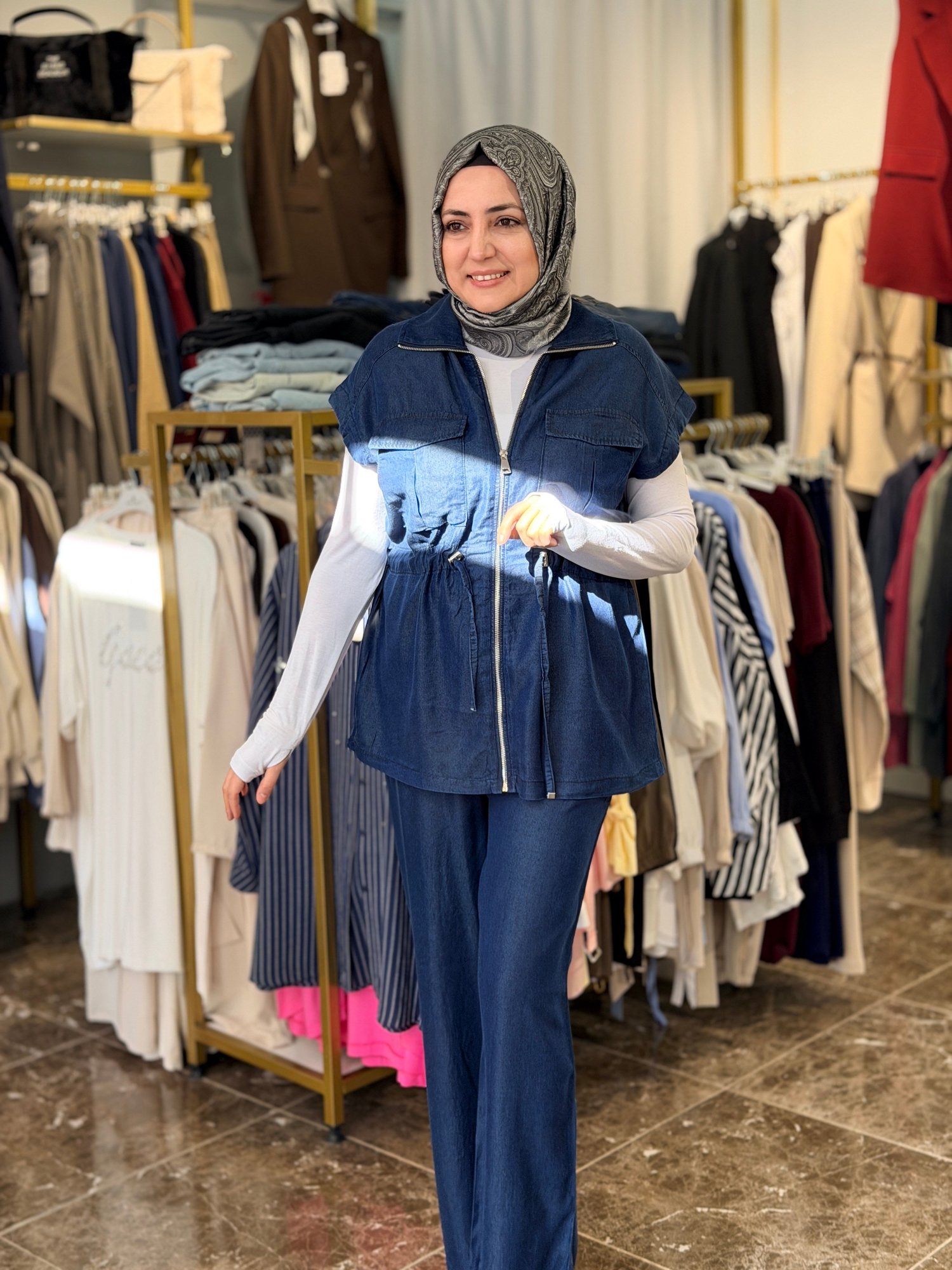 6109 Yelekli Tensel Kot Takım | Lacivert