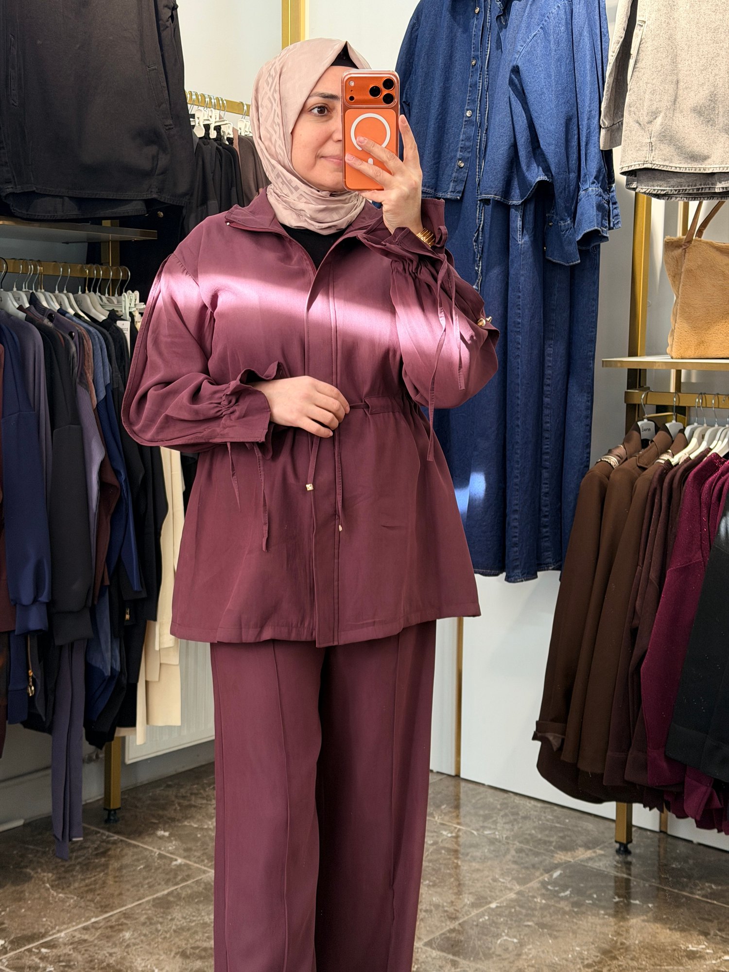7006 Fermuarlı 2'li Takım | Mürdüm
