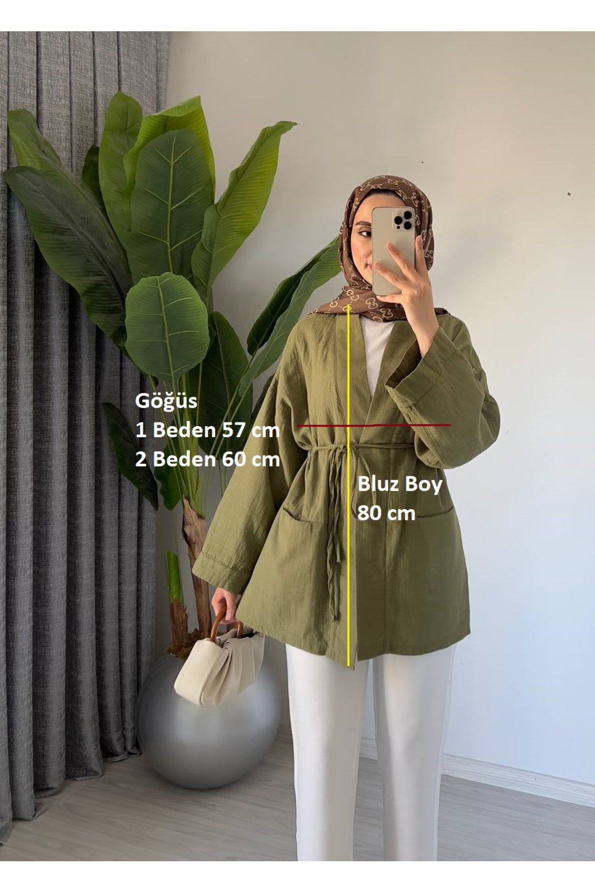 Kadın Oversize Muslin Pamuklu Kimono Midi Tunik