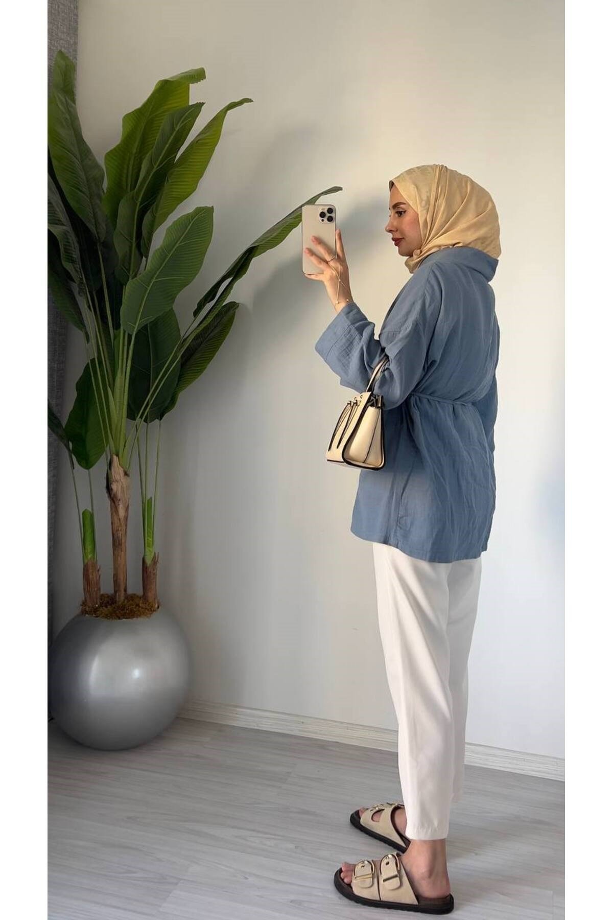 Kadın Oversize Muslin Pamuklu Kimono Midi Tunik