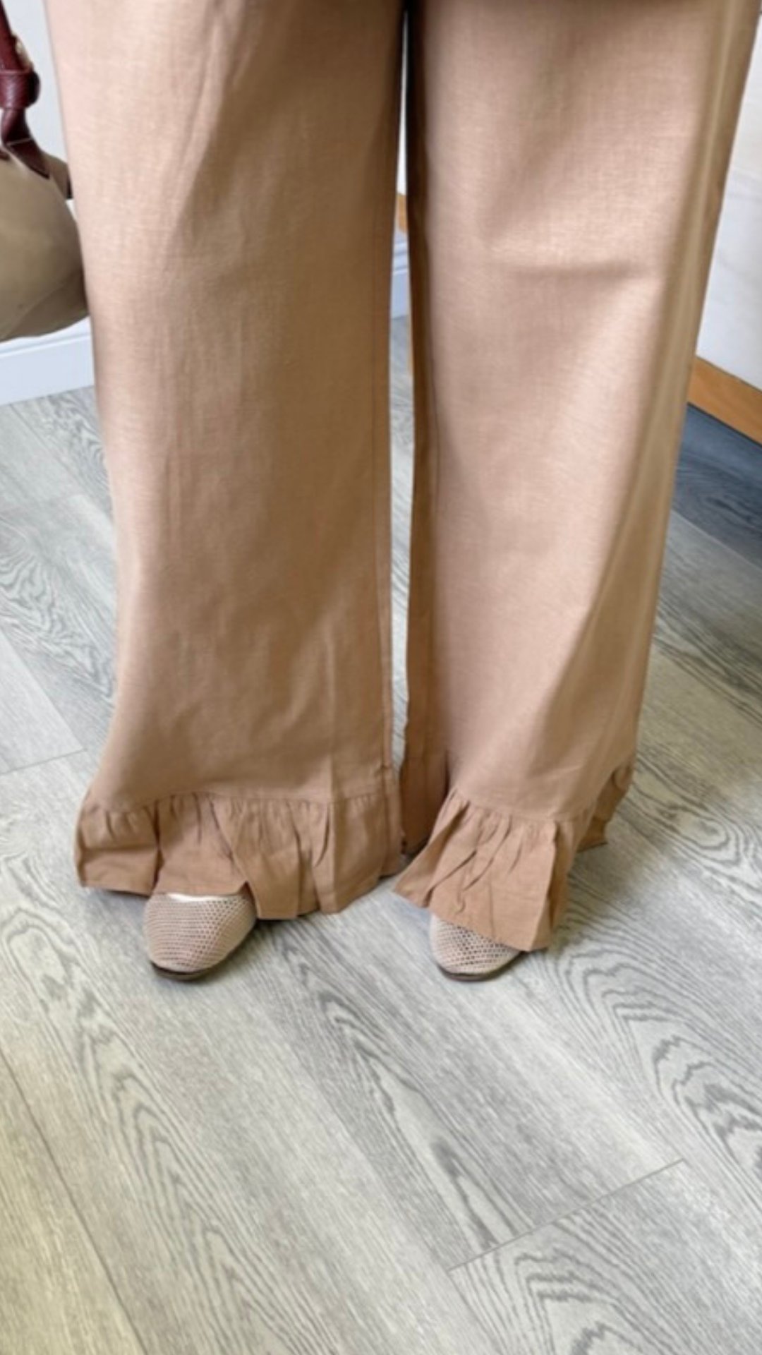 Kadın Paça Manşet Detaylı Keten Uzun Gömlek Pantolon Takım