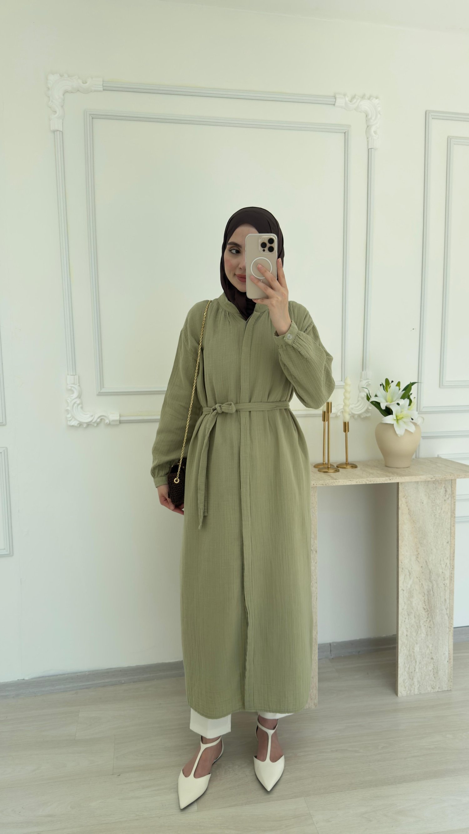 Kadın Uzun Yazlık Muslin İnce Tunik Pardesü