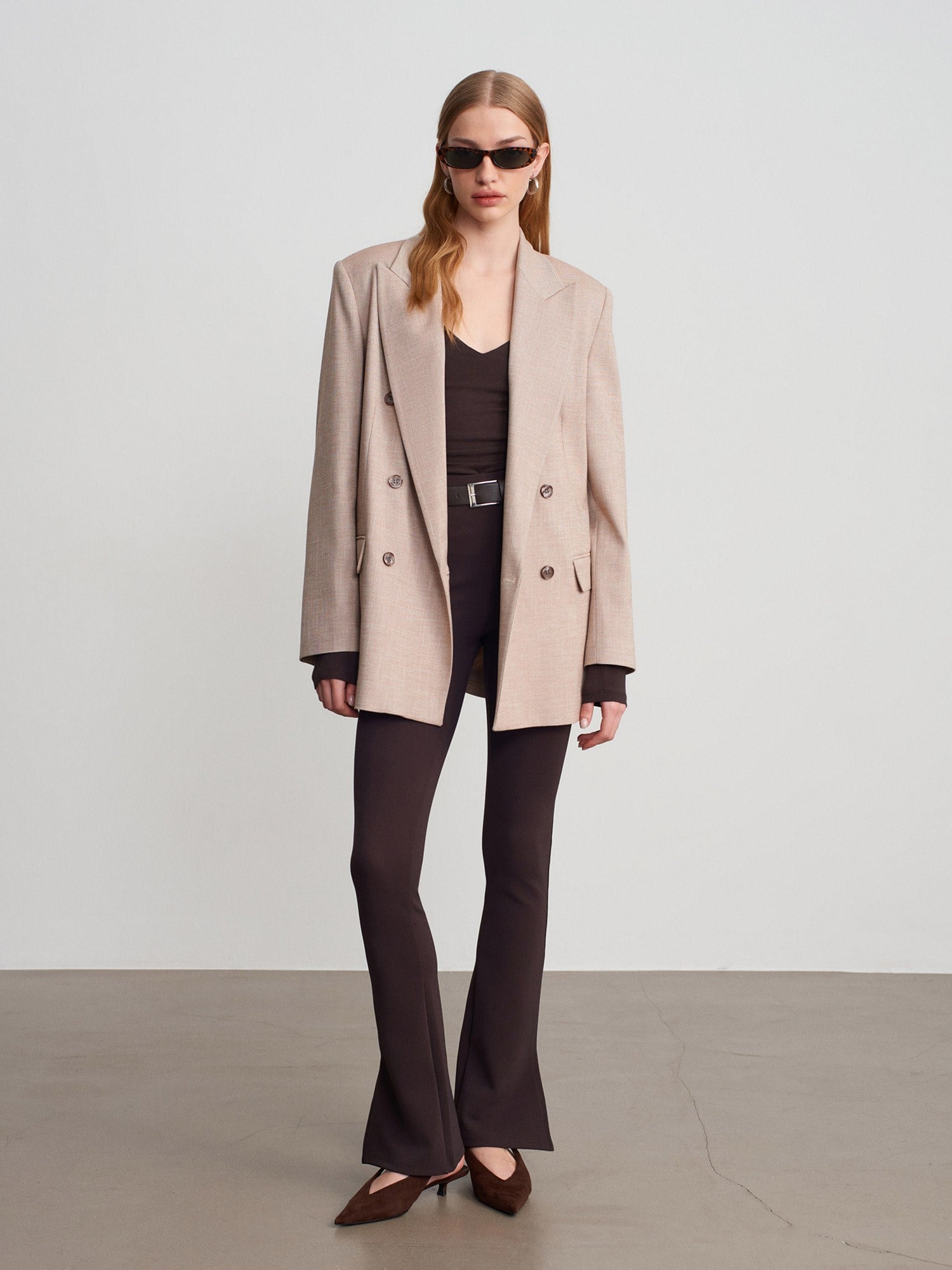Blazer Ceket-Koyu Bej