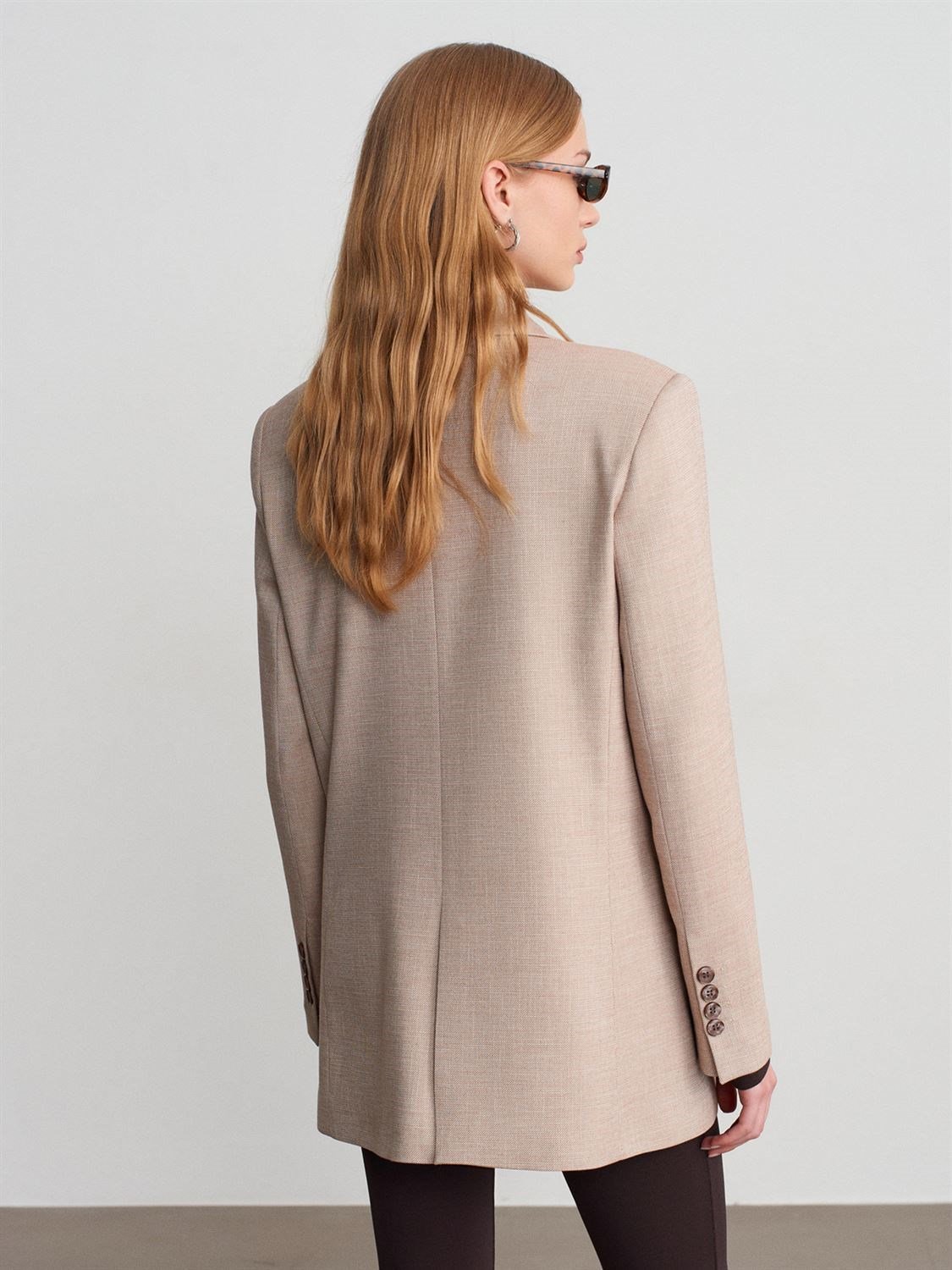 Blazer Ceket-Koyu Bej