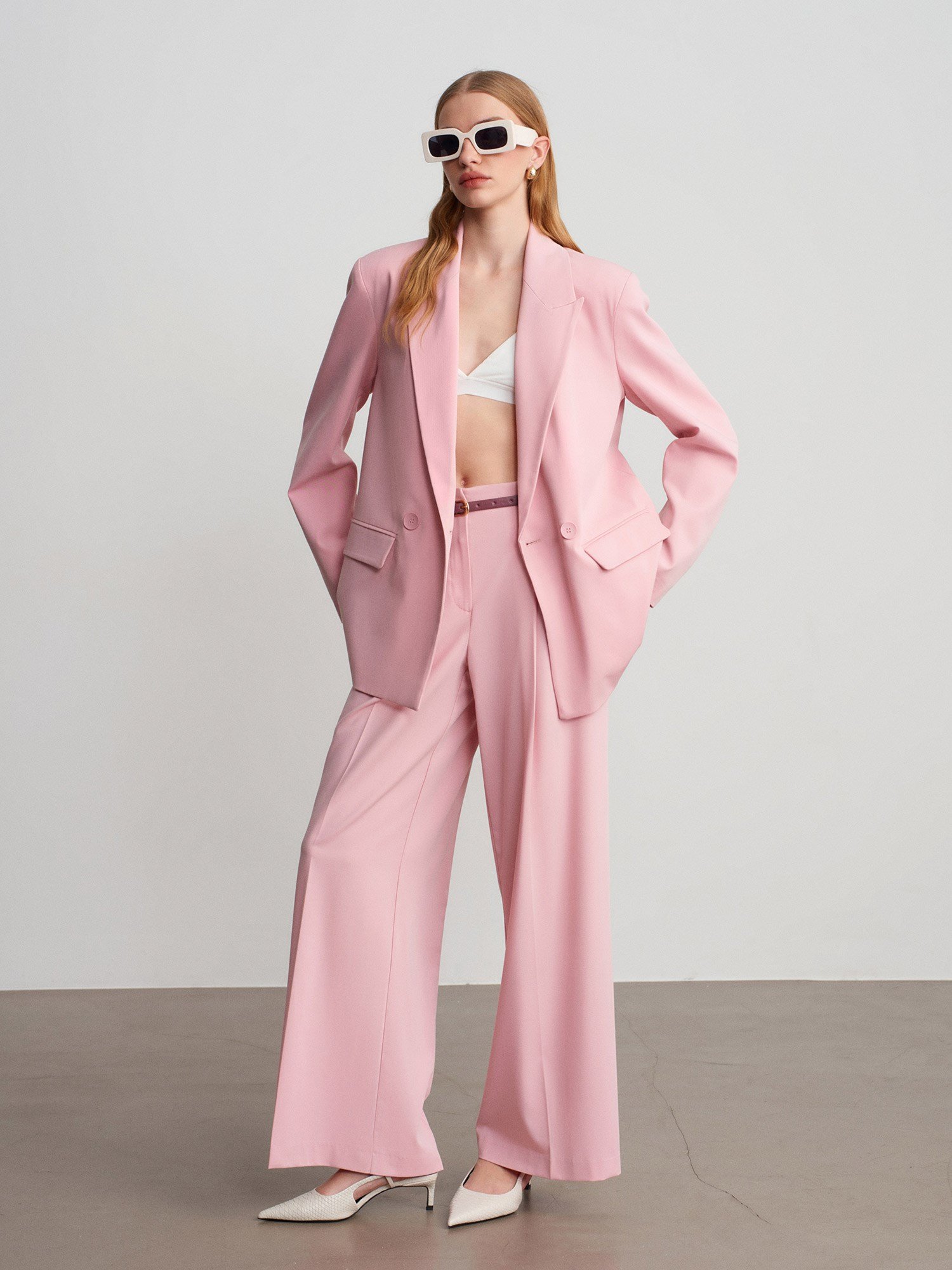 Blazer Ceket-Toz Pembe