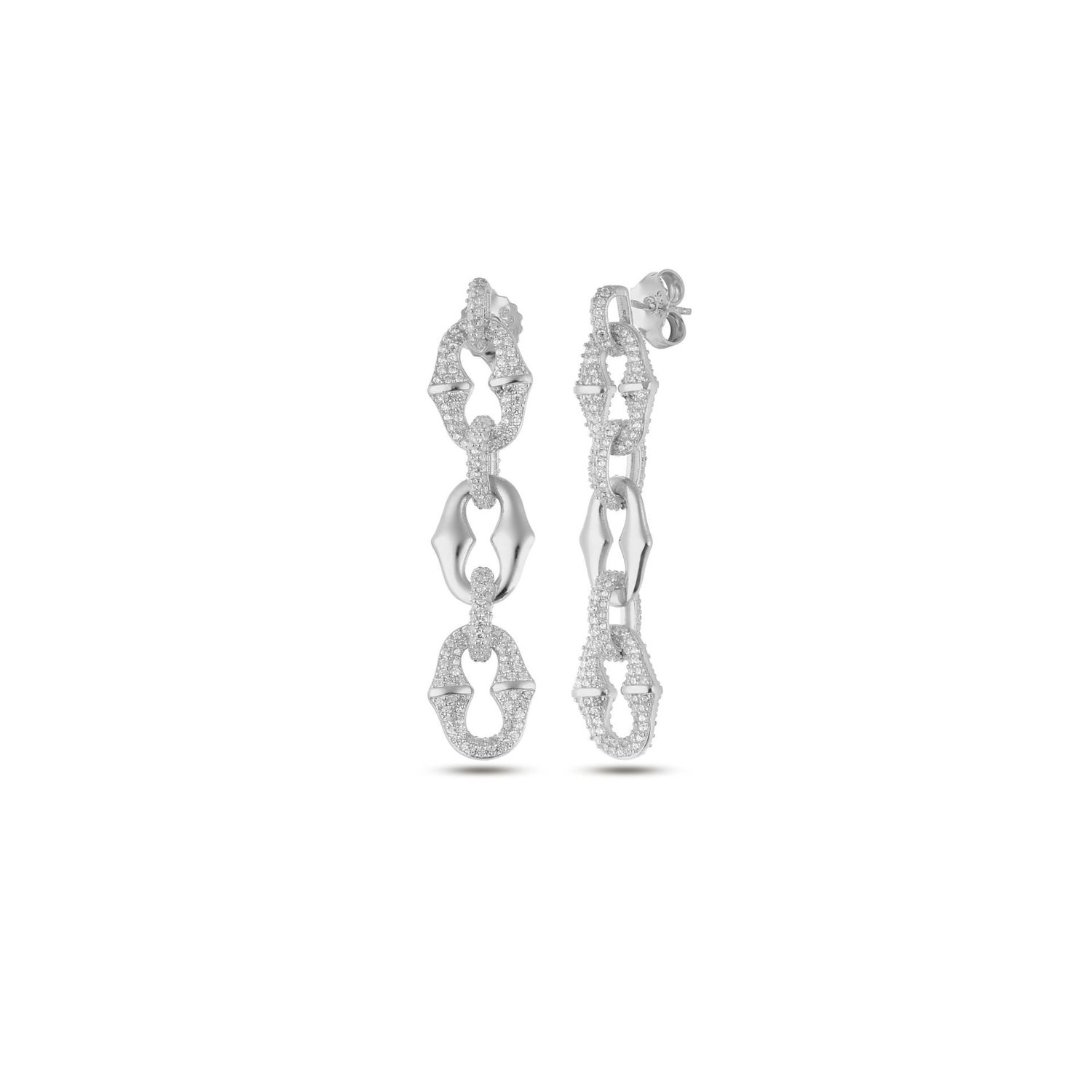Bambu Plain & Zircon Earrings