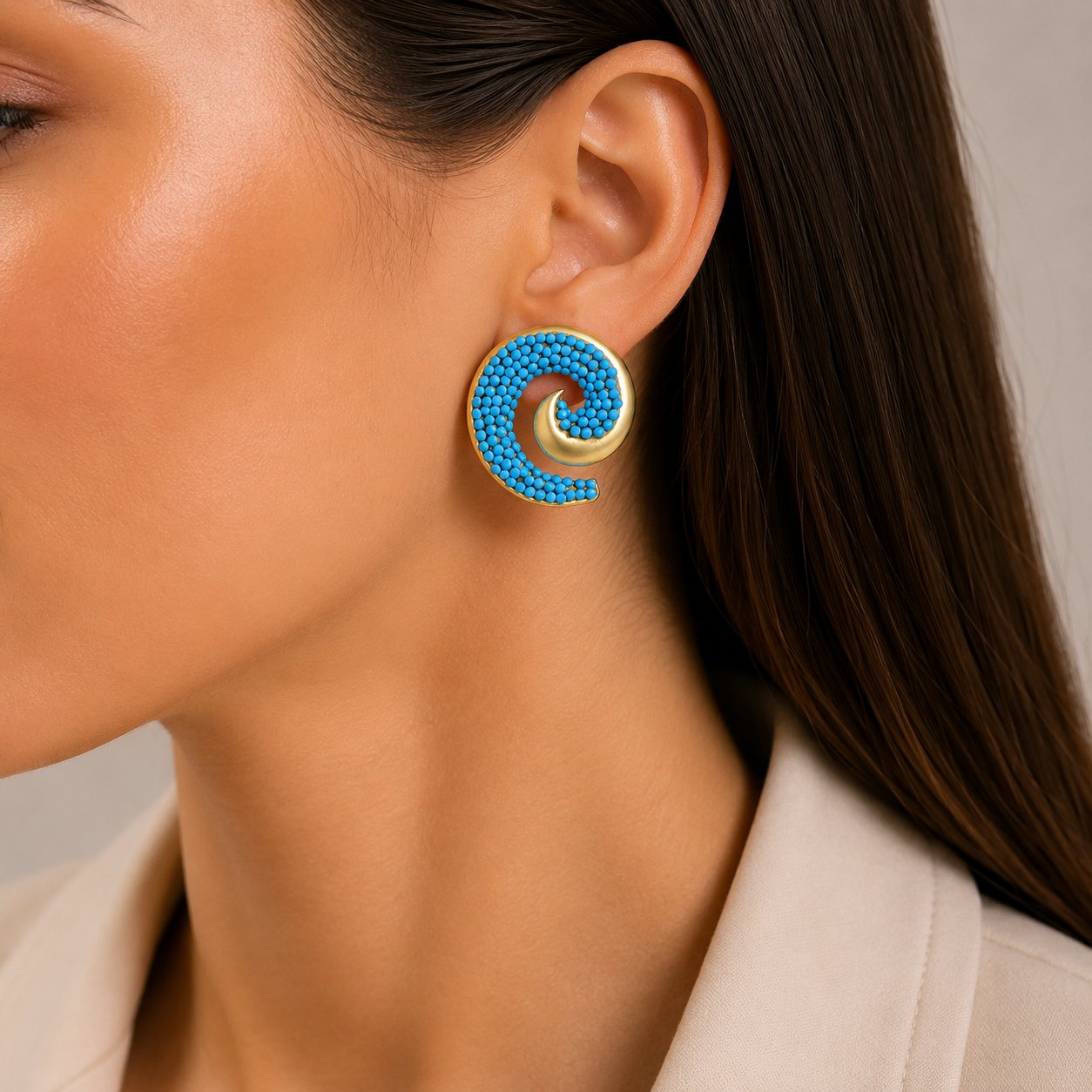 Eterna Twist Turkuaz Küpe
