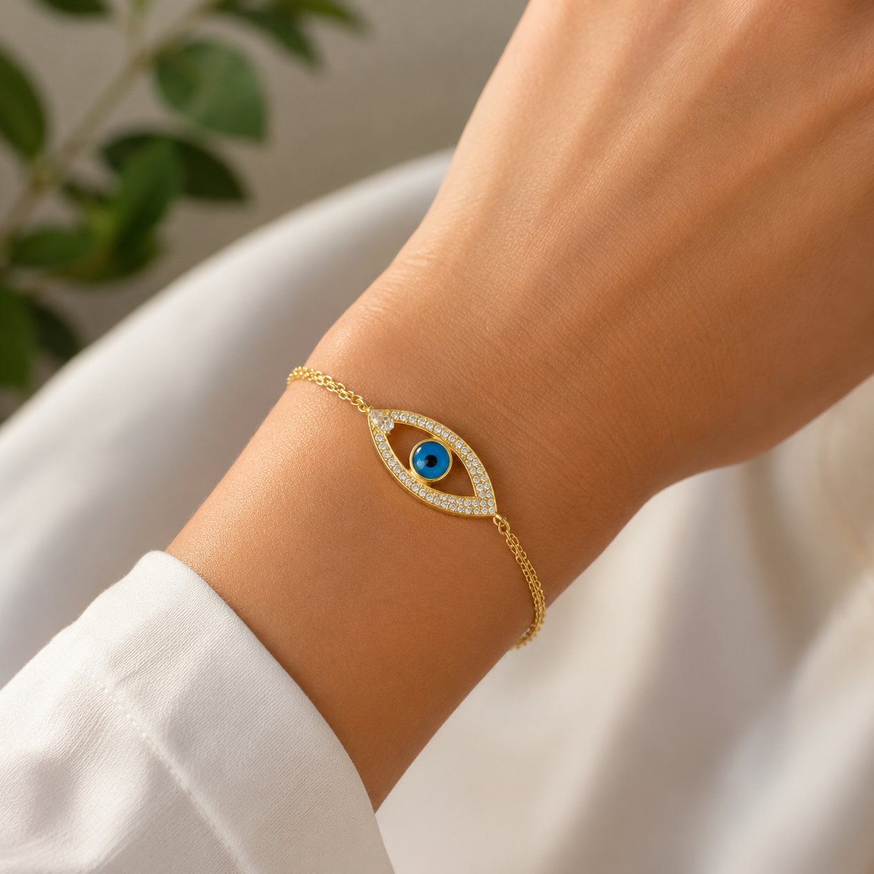 Gold Blue Göz Bileklik