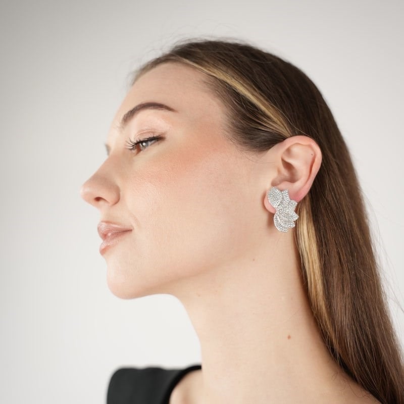 Silver Mini Fan Earrings