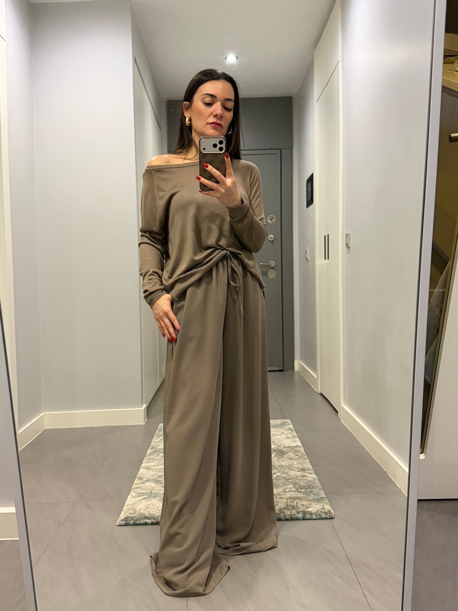 Beli Bağcıklı Krep Kumaş Palazzo