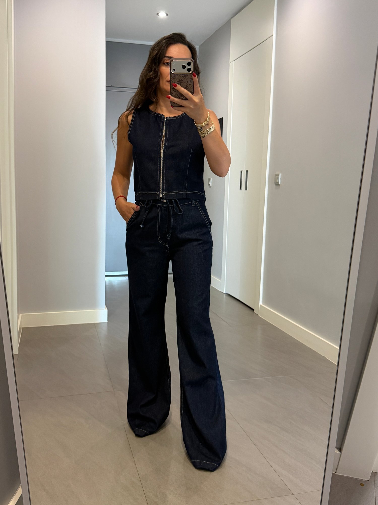 Fermuarlı Tensel Kumaş Jean Takım