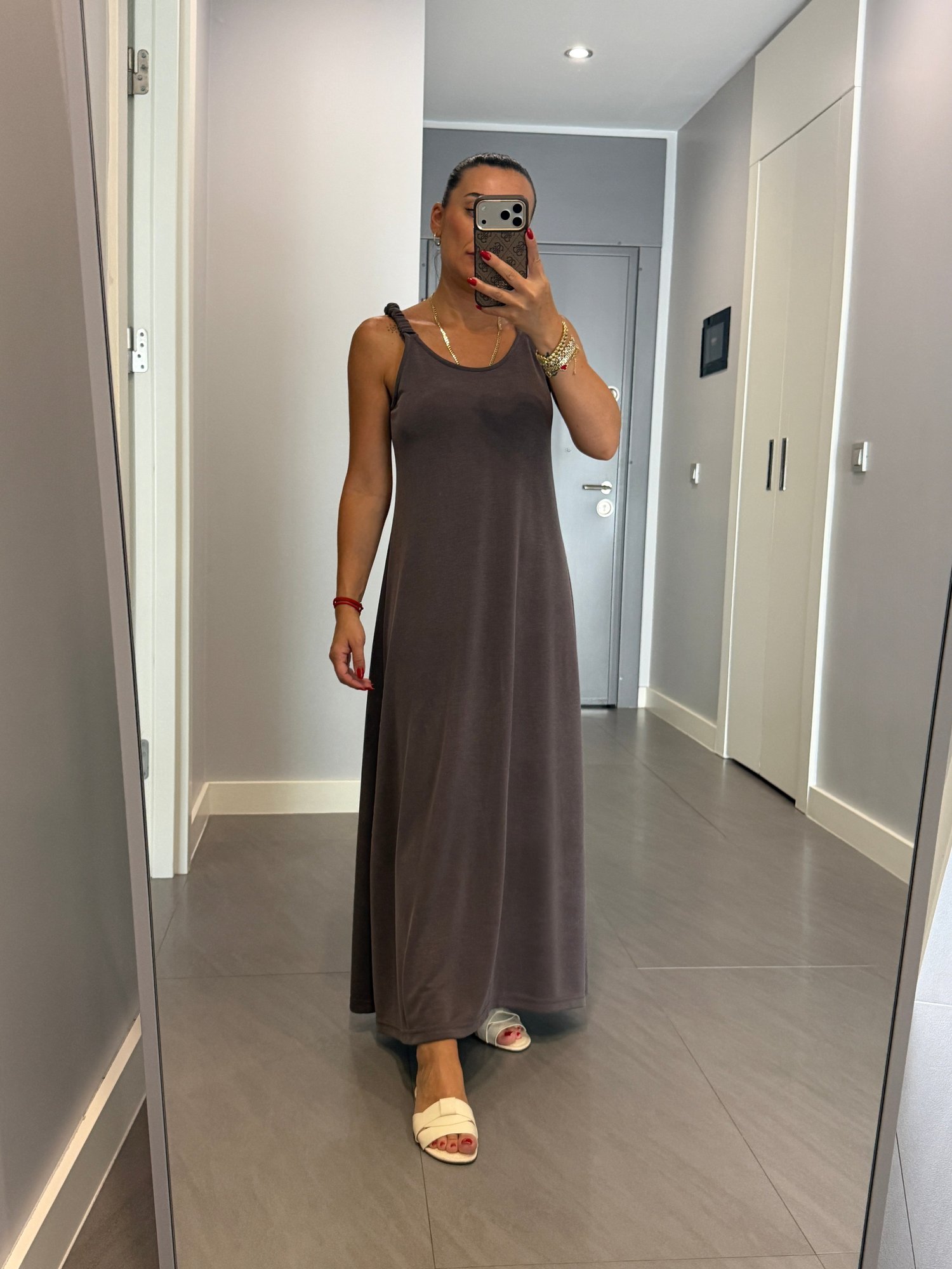 Lastik Askılı Modal Kumaş Elbise