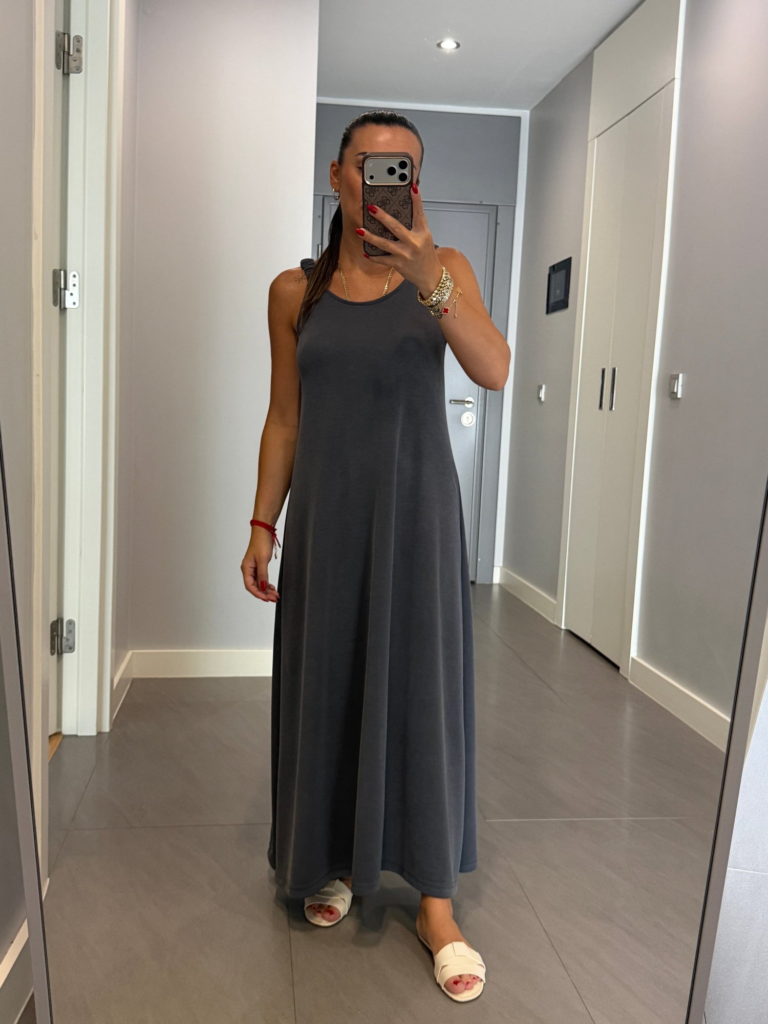 Lastik Askılı Modal Kumaş Elbise