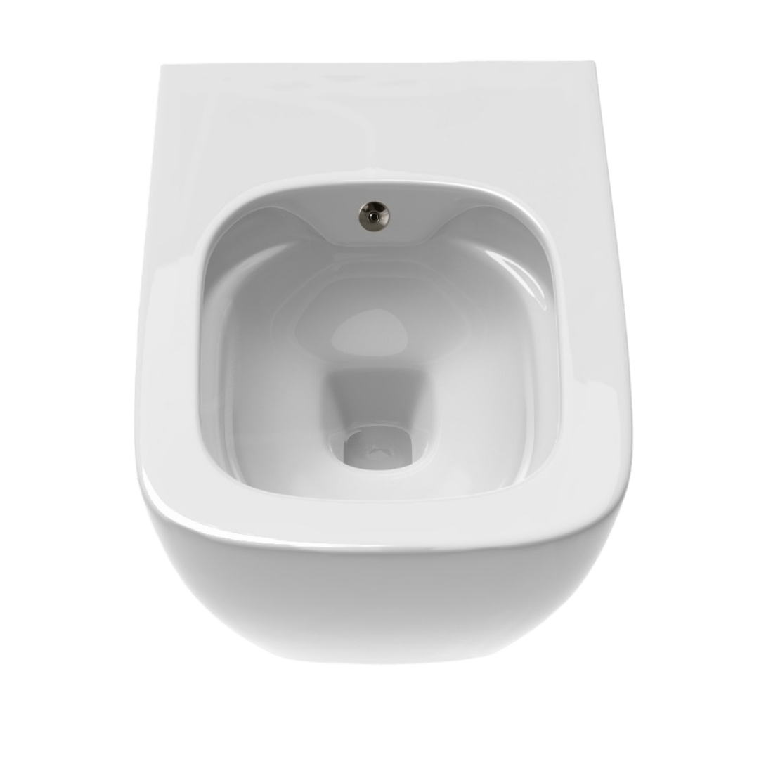 NEA Rimless Wand-WC mit integrierter Bidetfunktion – Weiß (Bella Quadrata)-Leonardo davinci