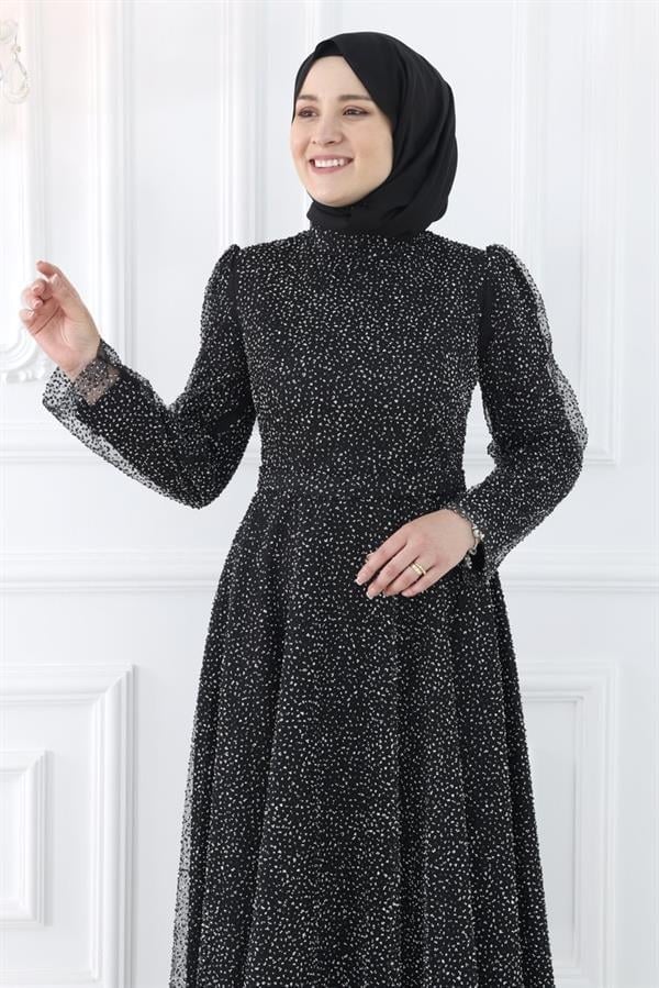 Amine Hüma Aymira Tesettür Abiye Siyah