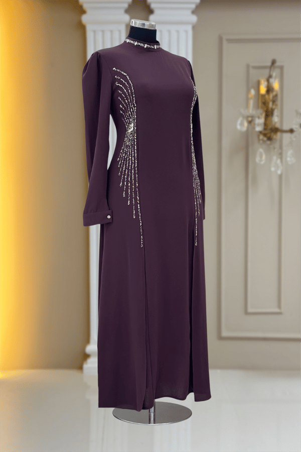 Amine Hüma Duru Abiye Elbise Violet