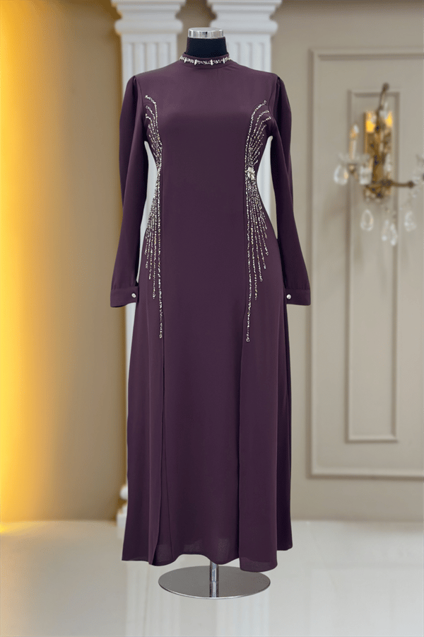 Amine Hüma Duru Abiye Elbise Violet