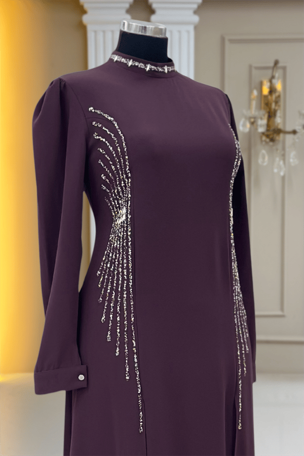 Amine Hüma Duru Abiye Elbise Violet