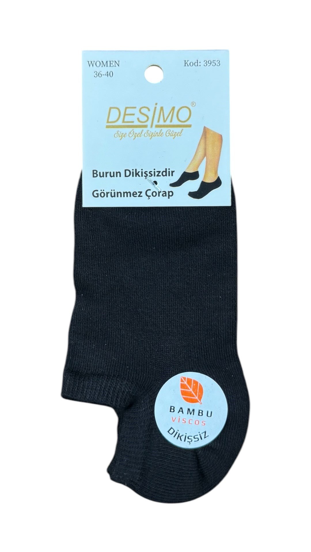 Bambu Görünmez Çorap SİYAH 
