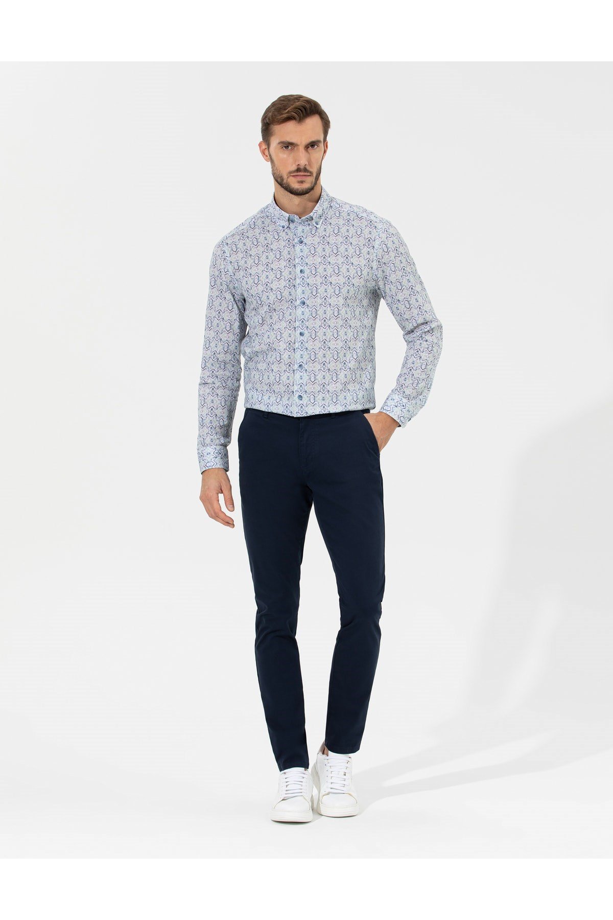23y Rives Lacivert Spor Dokuma Slim Fit Pantolon