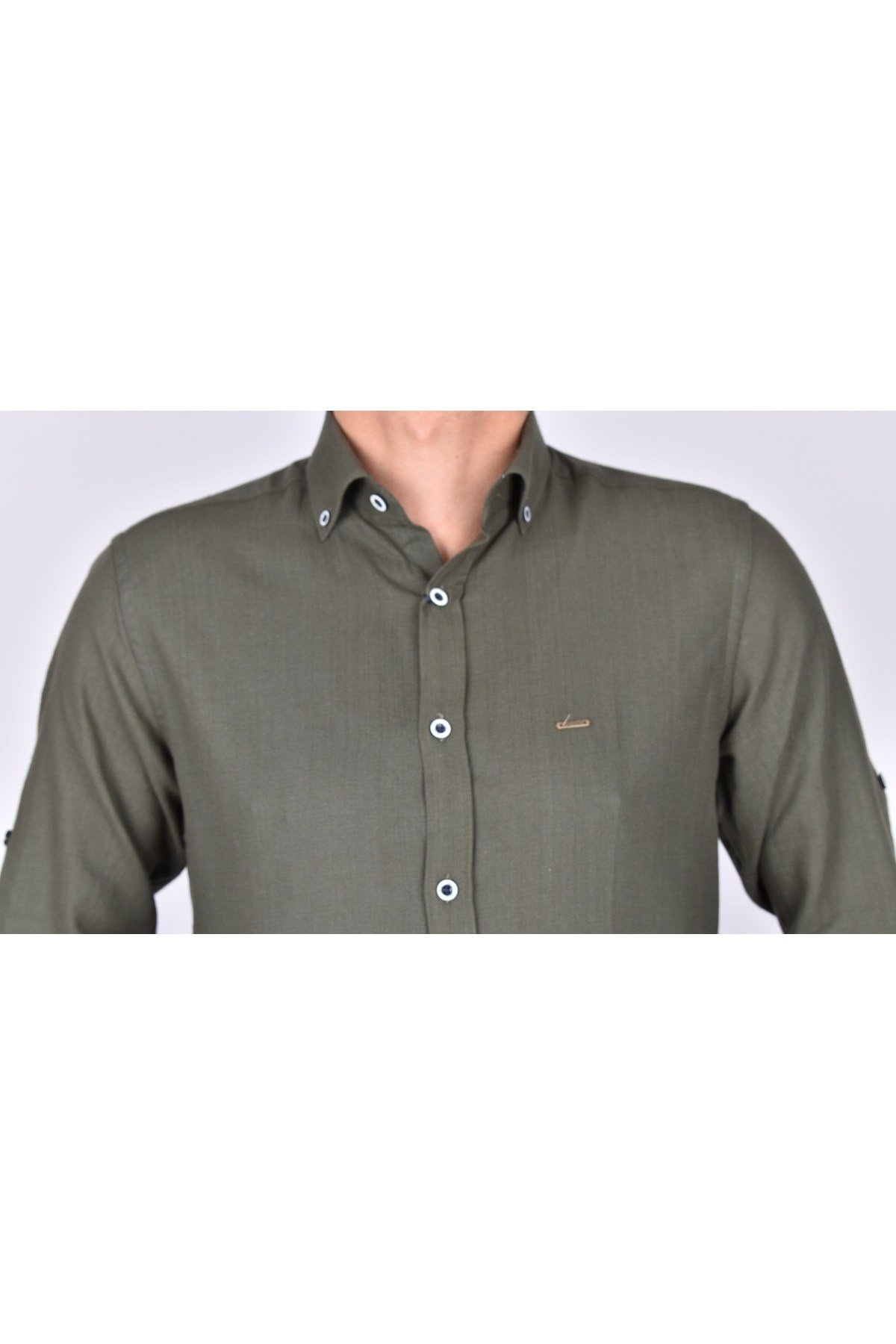 407-1 Slimfit Düz Yazlık Gömlek/haki/s