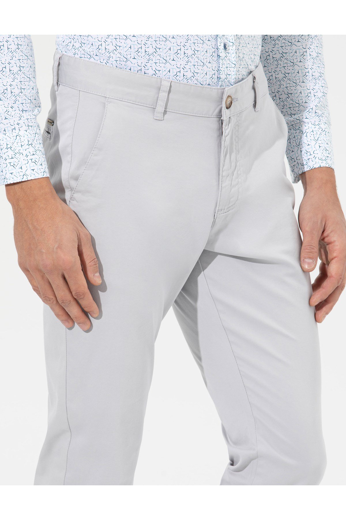 Açık Gri Slim Fit Basic Chino Pantolon 50268098-VR001