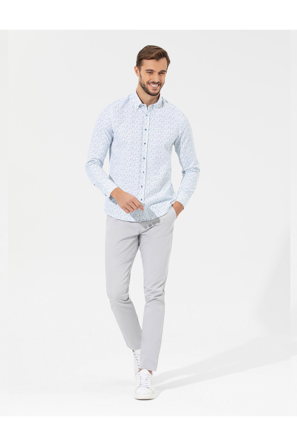 Açık Gri Slim Fit Basic Chino Pantolon 50268098-VR001